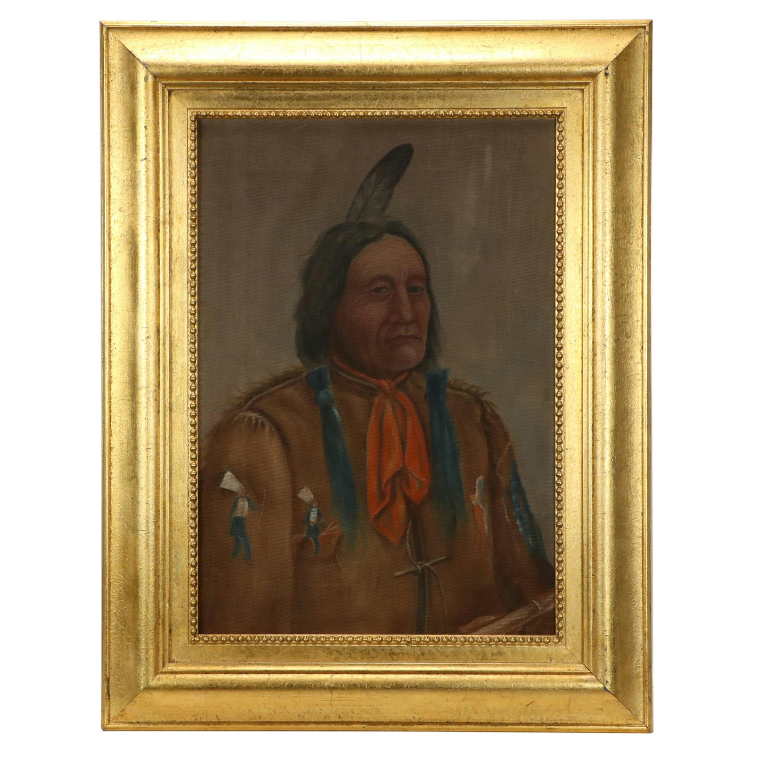 Oil Portrait of Indigenous Elder, 20th Century