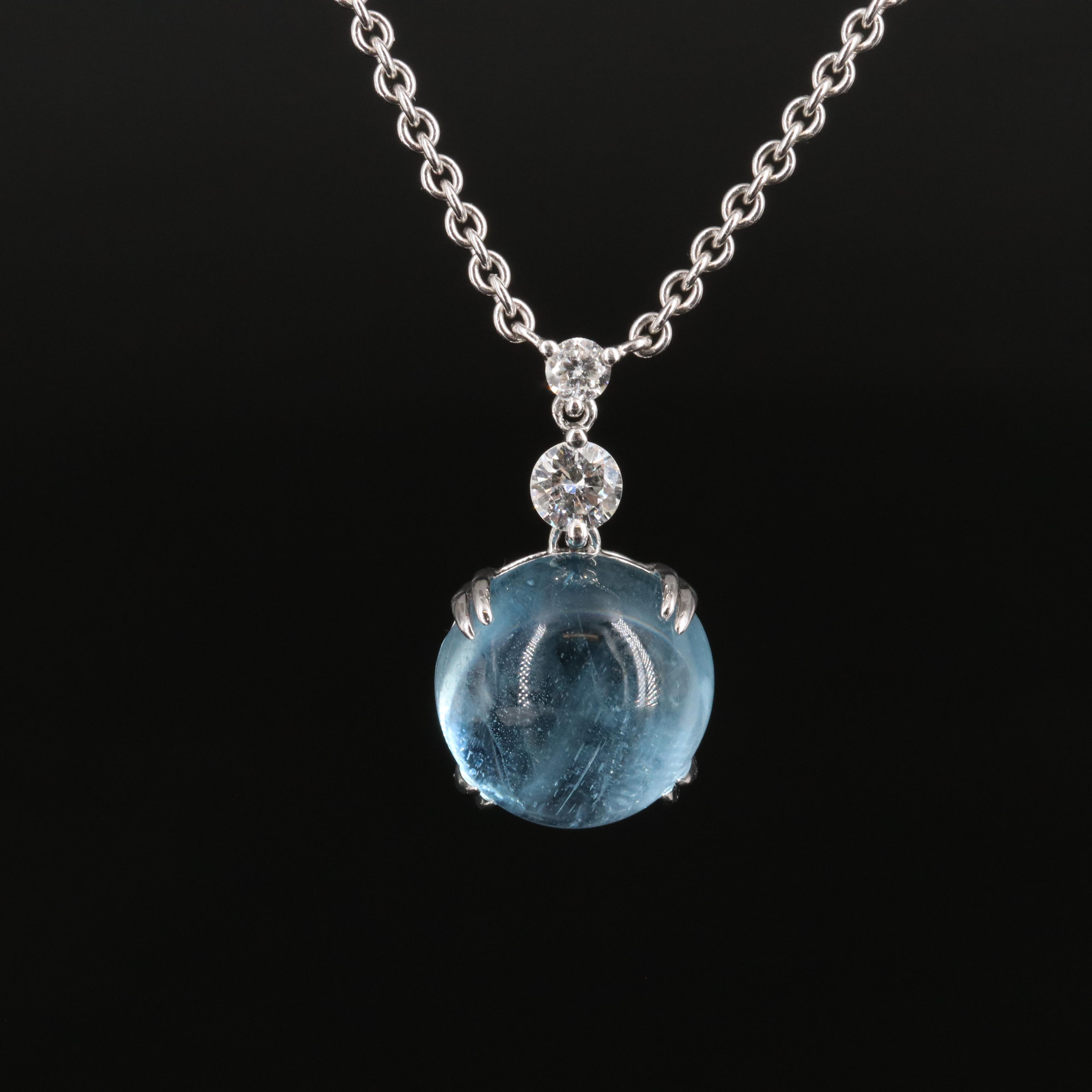Michael Christoff 14K 7.58 CT Aquamarine and Diamond Pendant Necklace