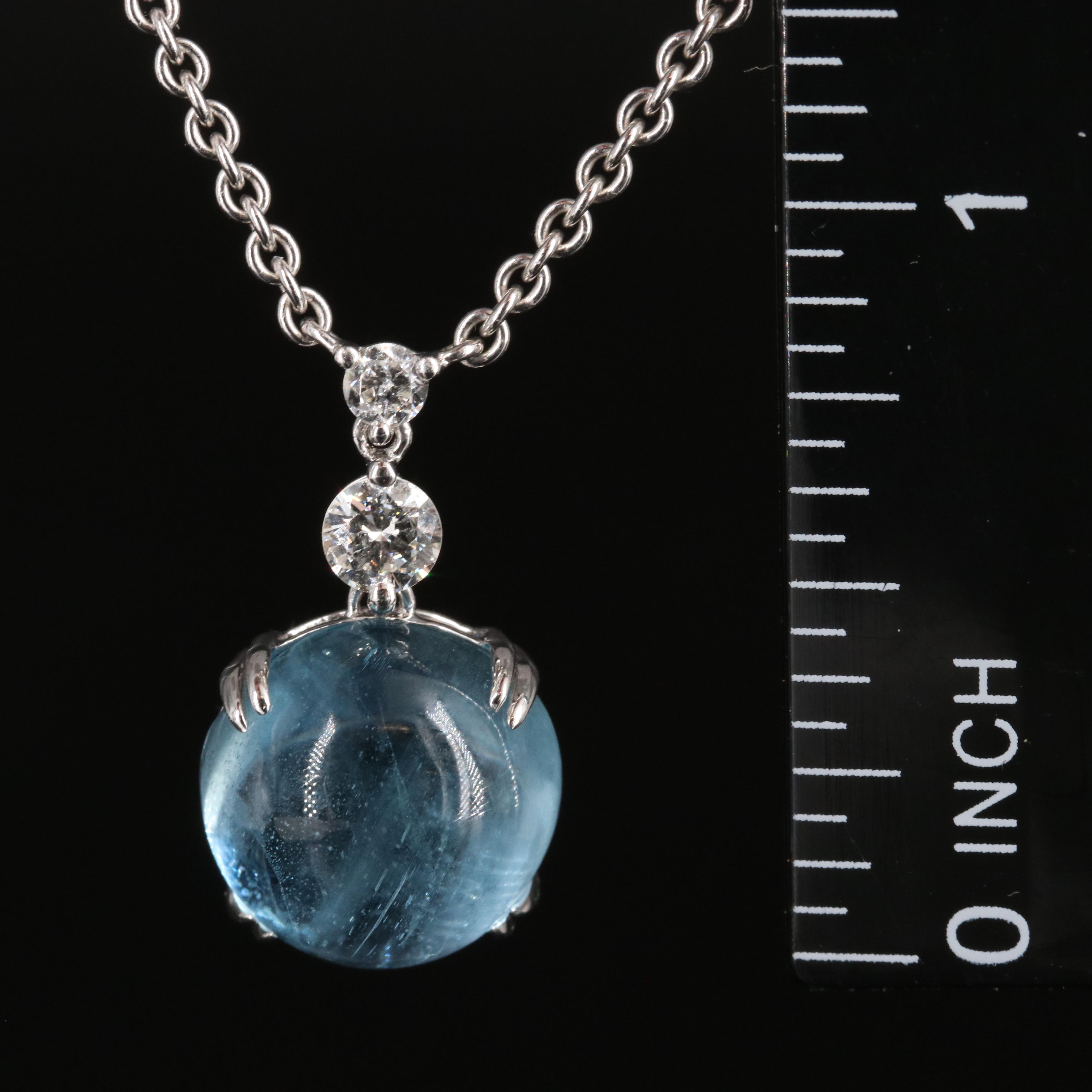 Michael Christoff 14K 7.58 CT Aquamarine and Diamond Pendant Necklace