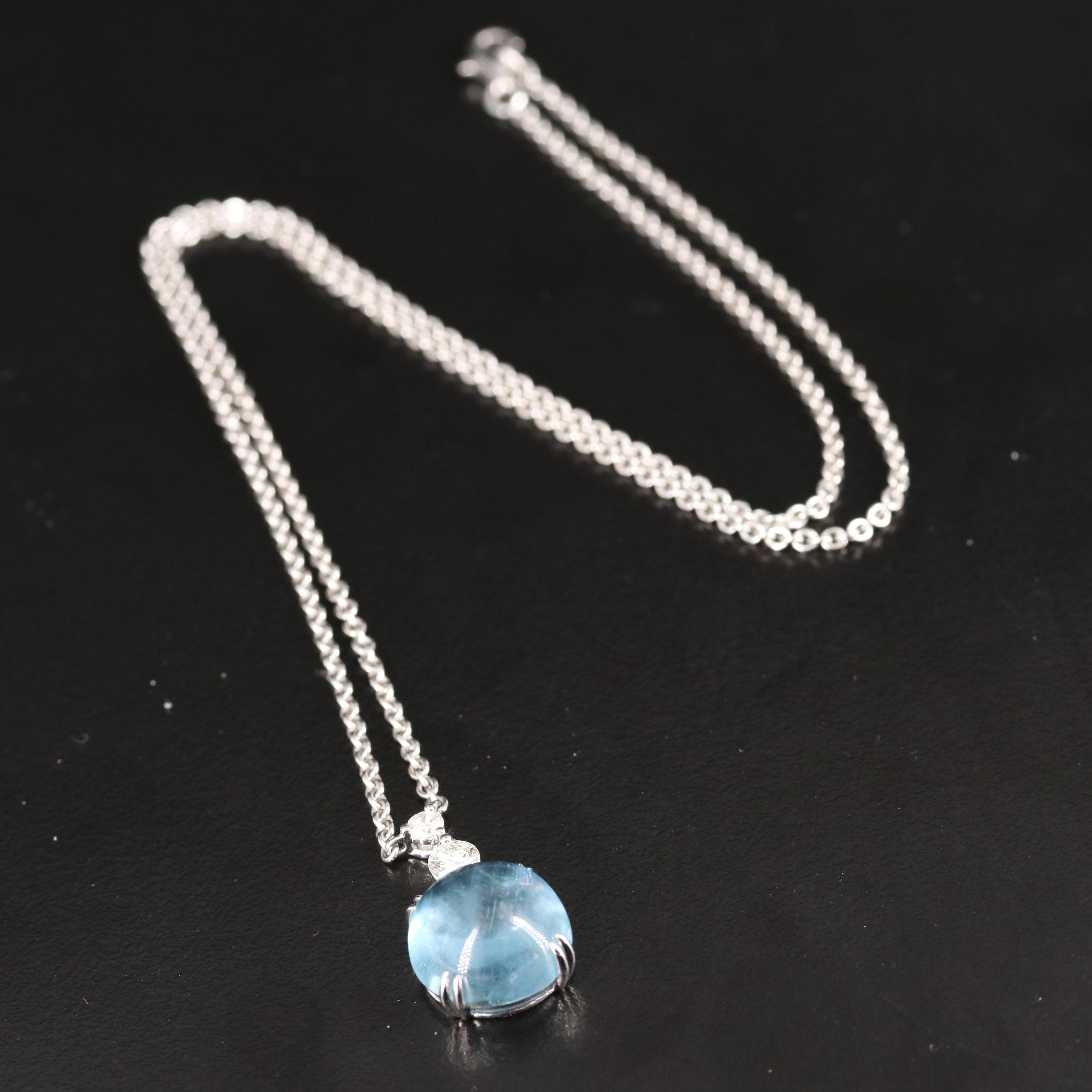 Michael Christoff 14K 7.58 CT Aquamarine and Diamond Pendant Necklace