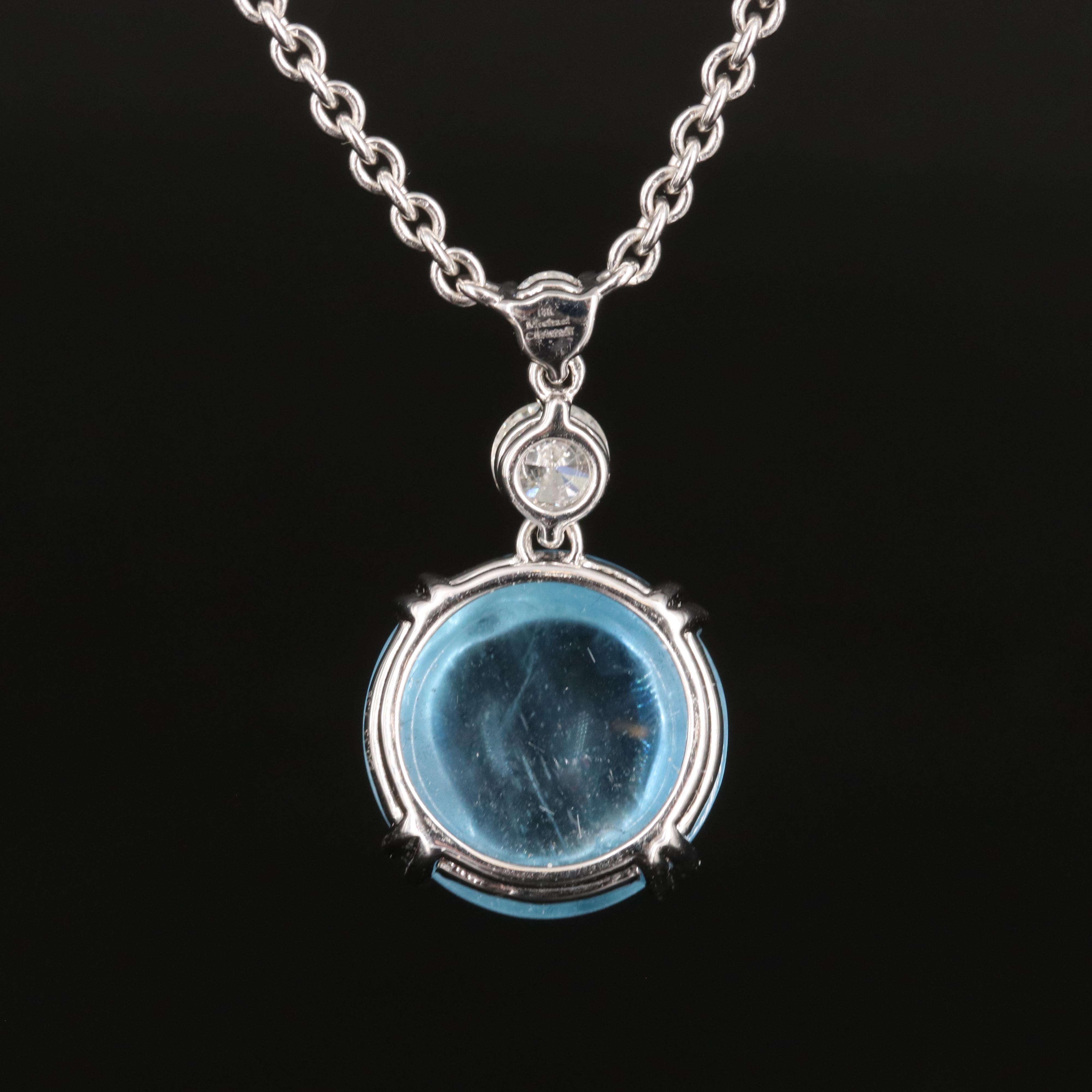 Michael Christoff 14K 7.58 CT Aquamarine and Diamond Pendant Necklace