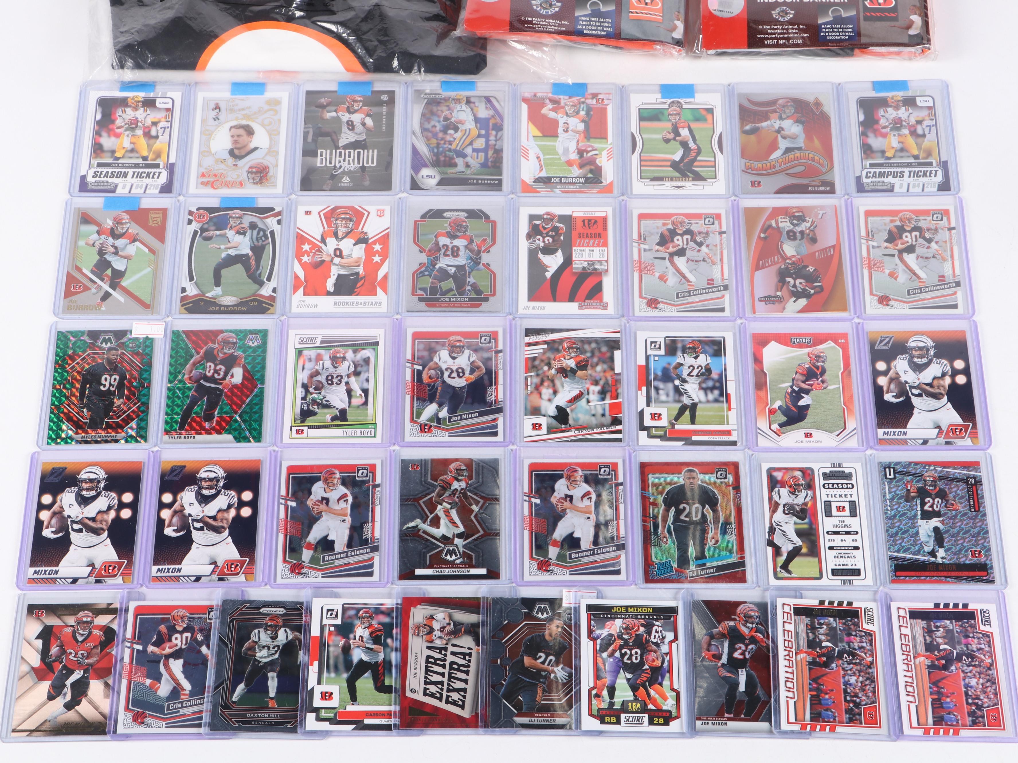 Cincinnati Bengals Football Cards with Flags and Joe Burrow Jersey