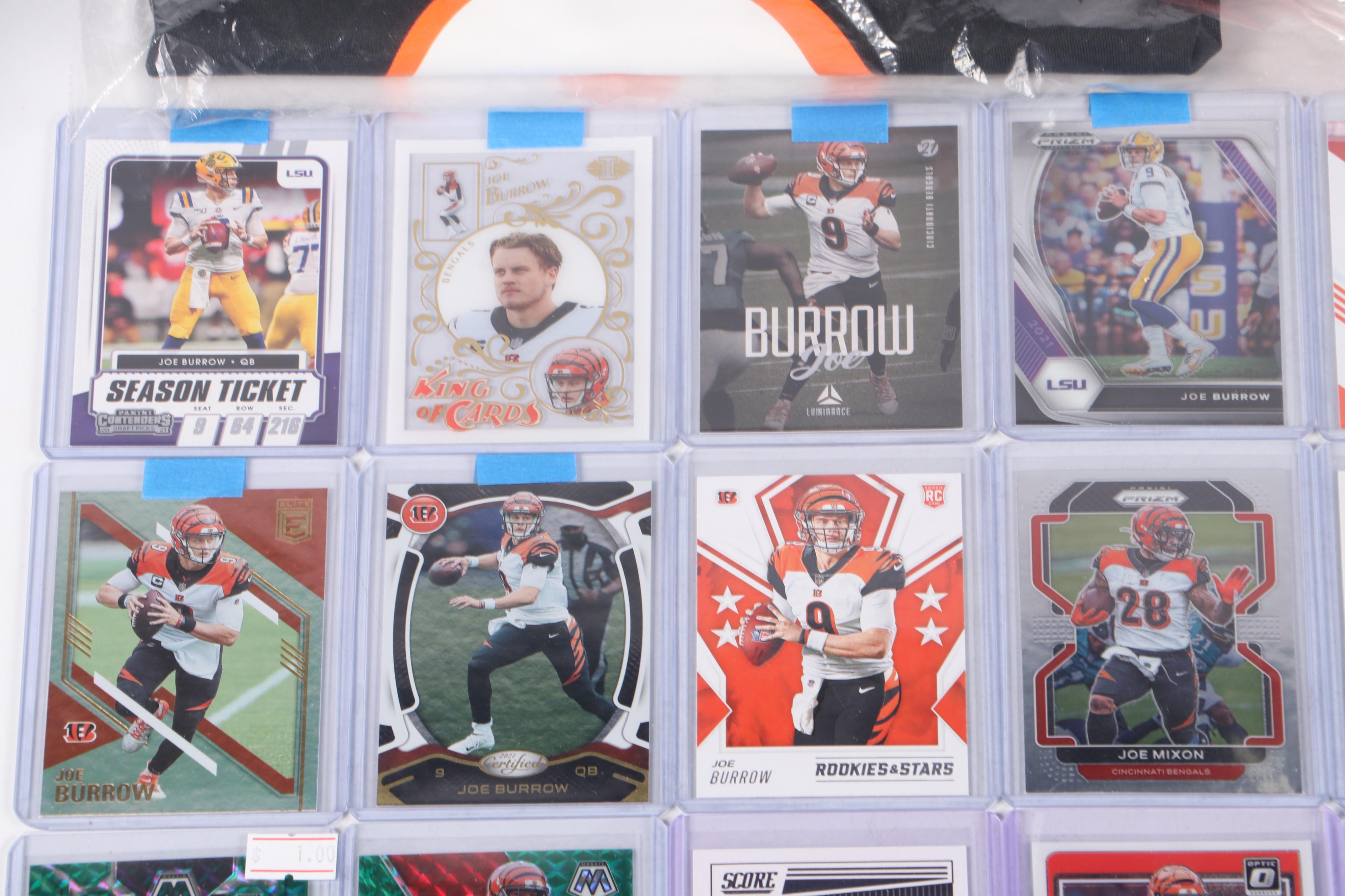 Cincinnati Bengals Football Cards with Flags and Joe Burrow Jersey