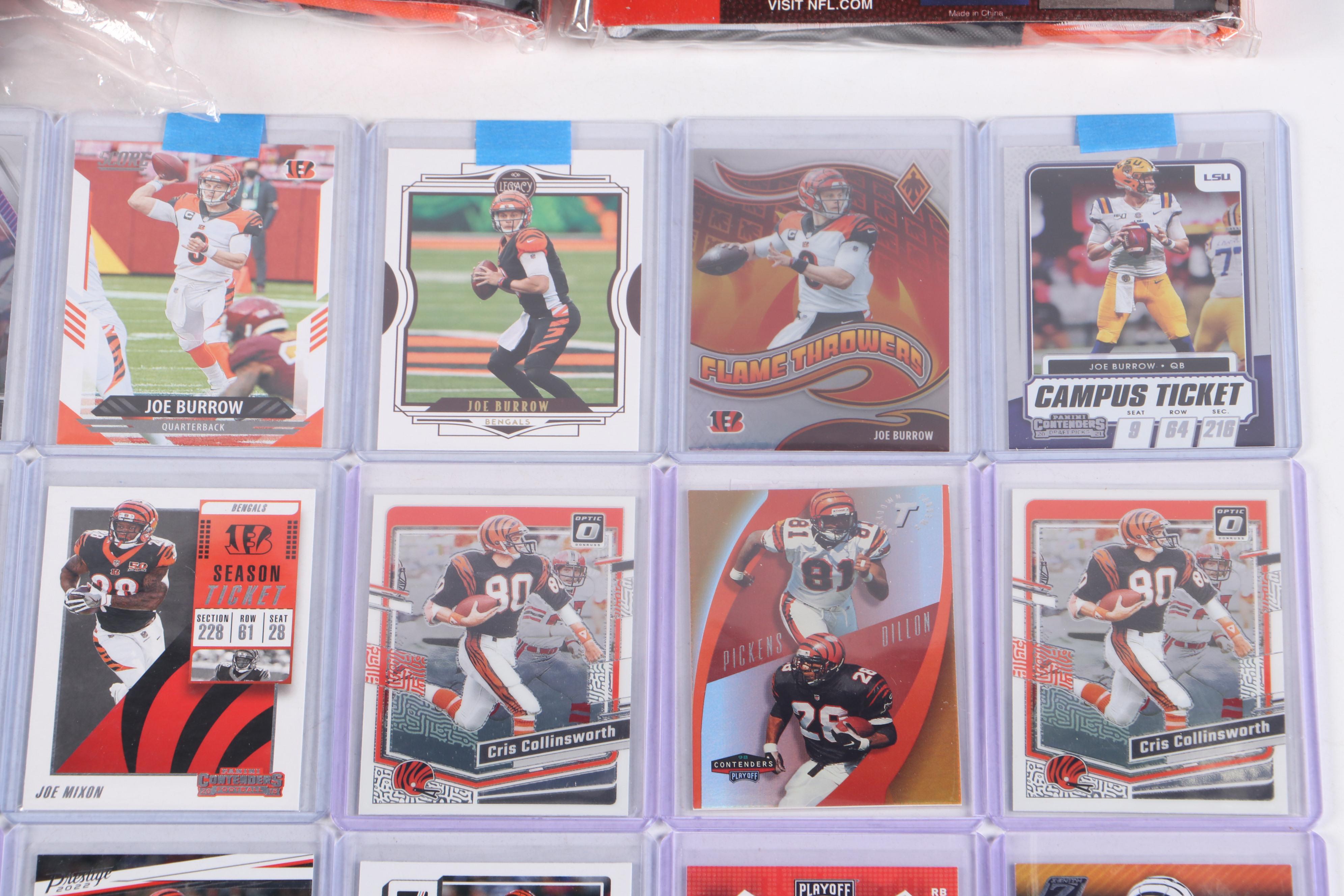 Cincinnati Bengals Football Cards with Flags and Joe Burrow Jersey