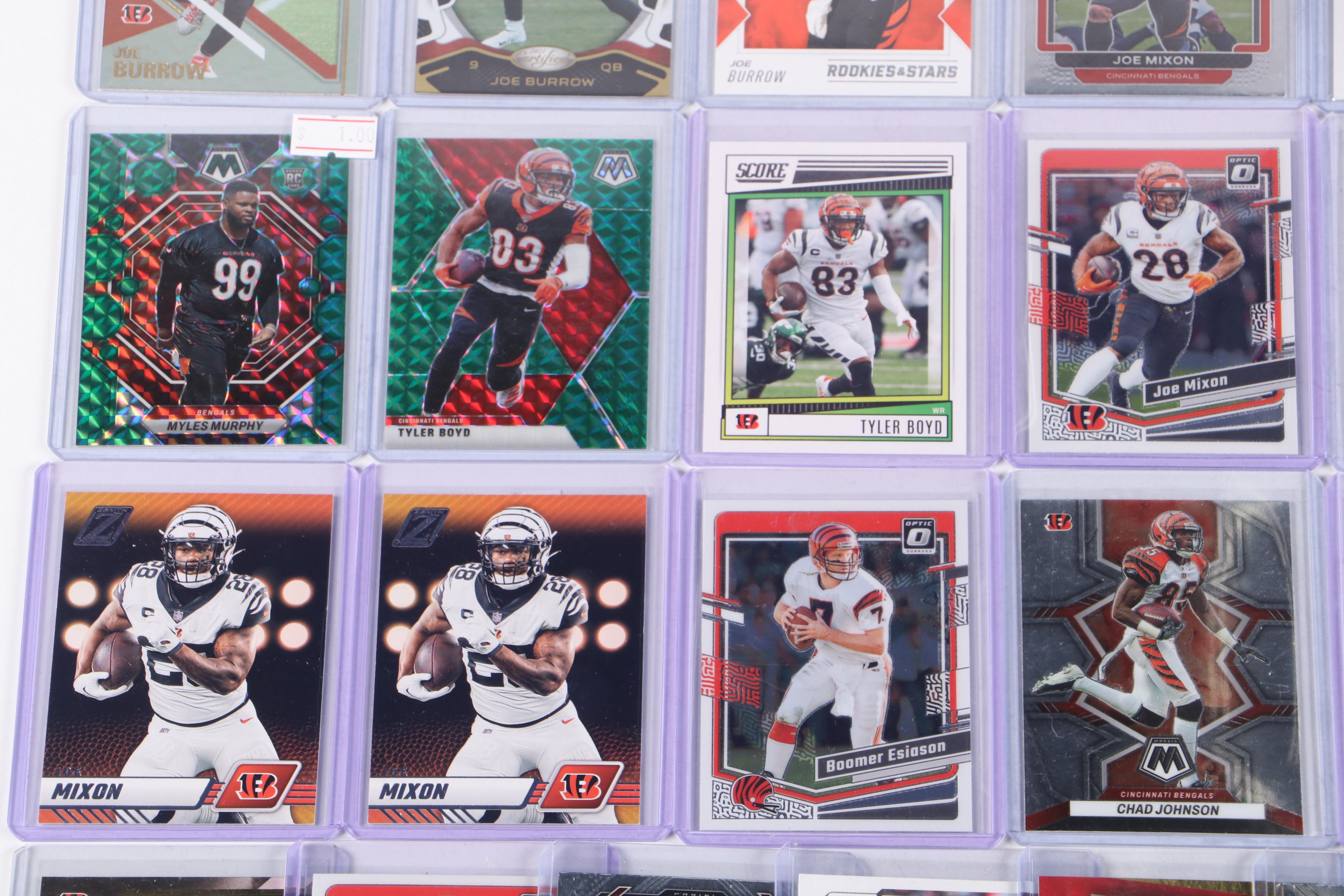 Cincinnati Bengals Football Cards with Flags and Joe Burrow Jersey