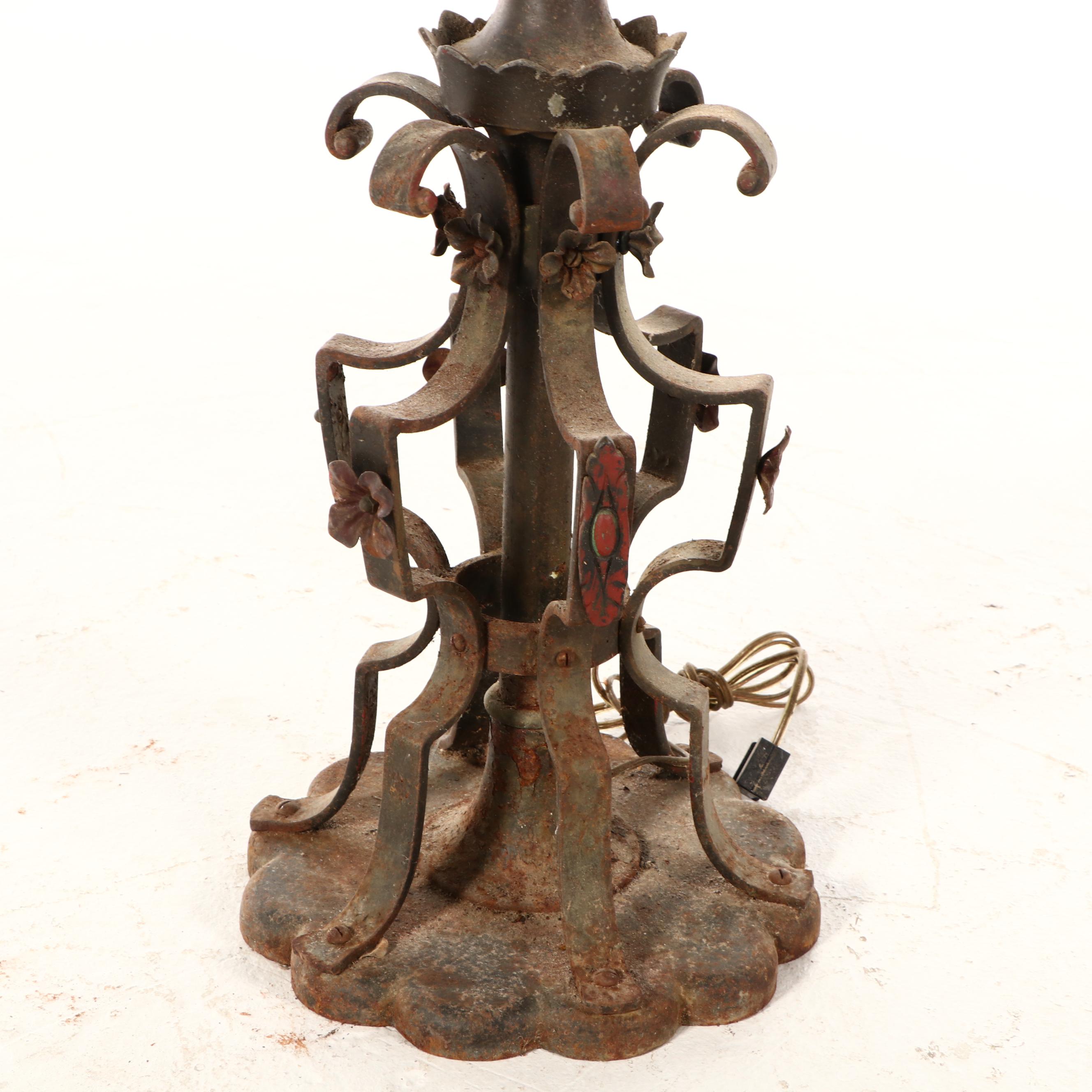 Victorian Gothic Polychrome Metal Floor Lamp with Ombré Drop Beads, Adapted