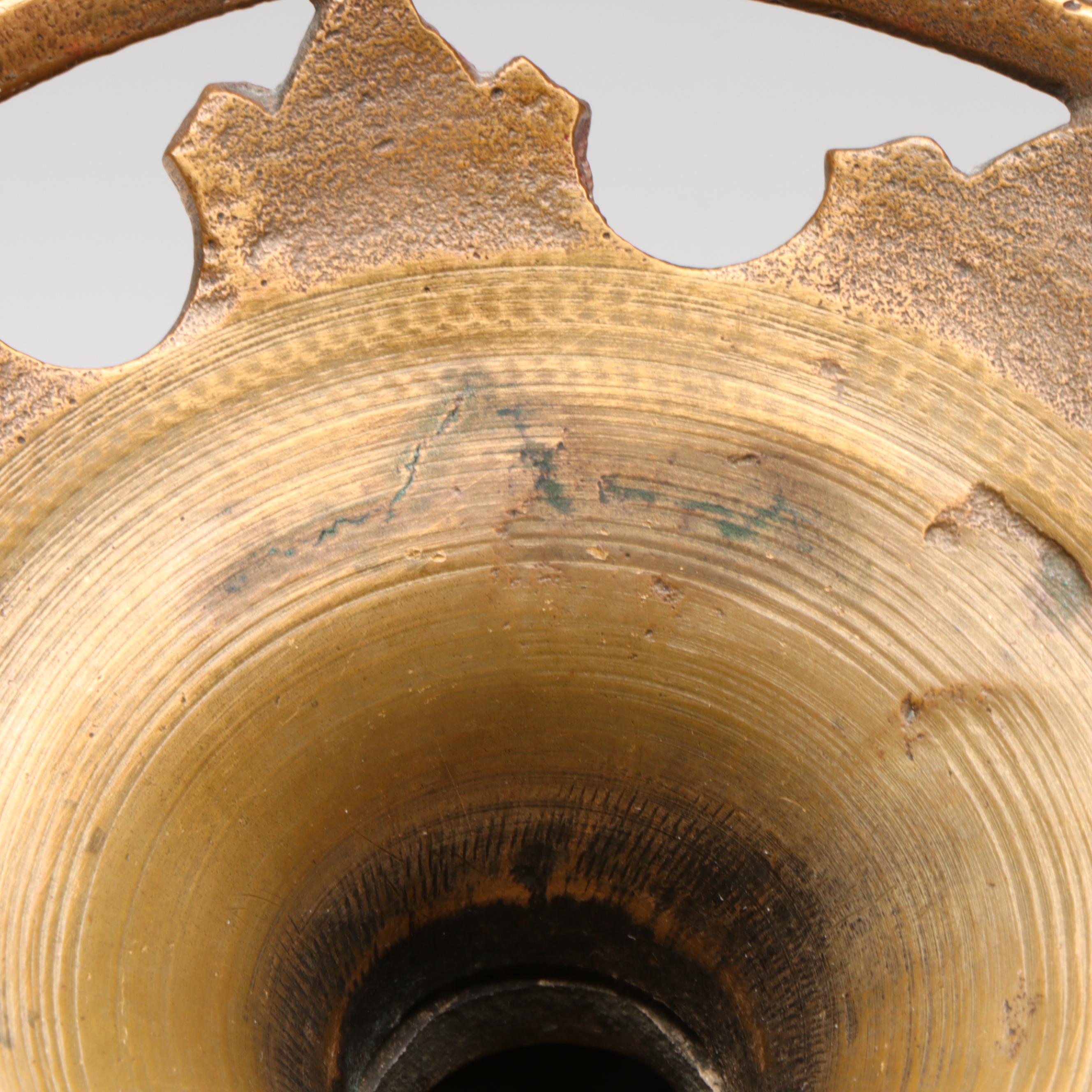 Louis Comfort Tiffany Favrile Art Glass Bowl on Oscar Bach Patinated Brass Base