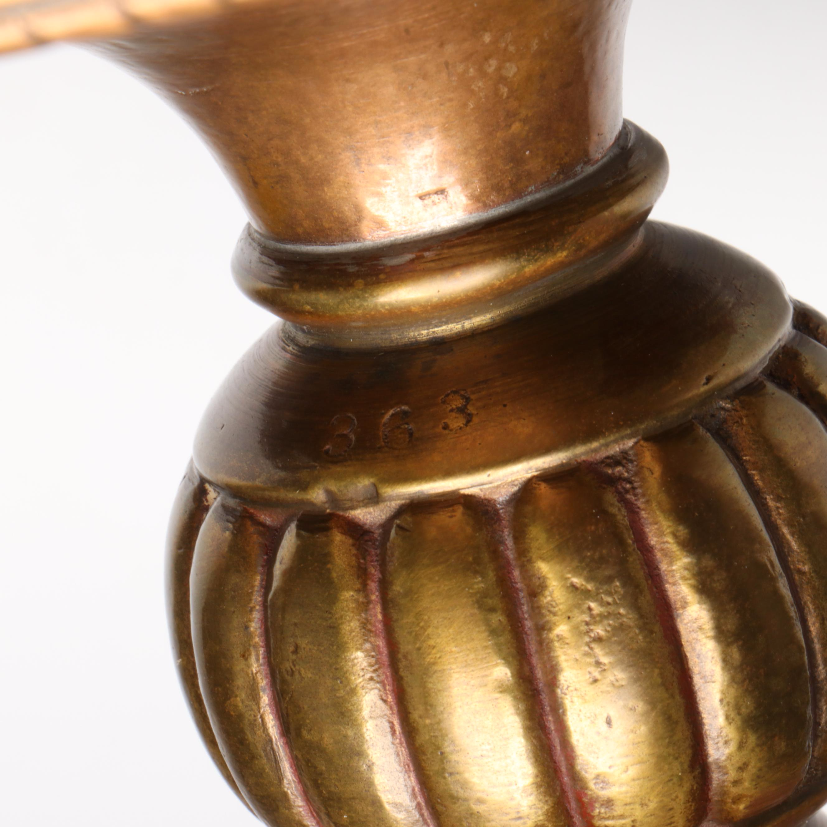 Louis Comfort Tiffany Favrile Art Glass Bowl on Oscar Bach Patinated Brass Base