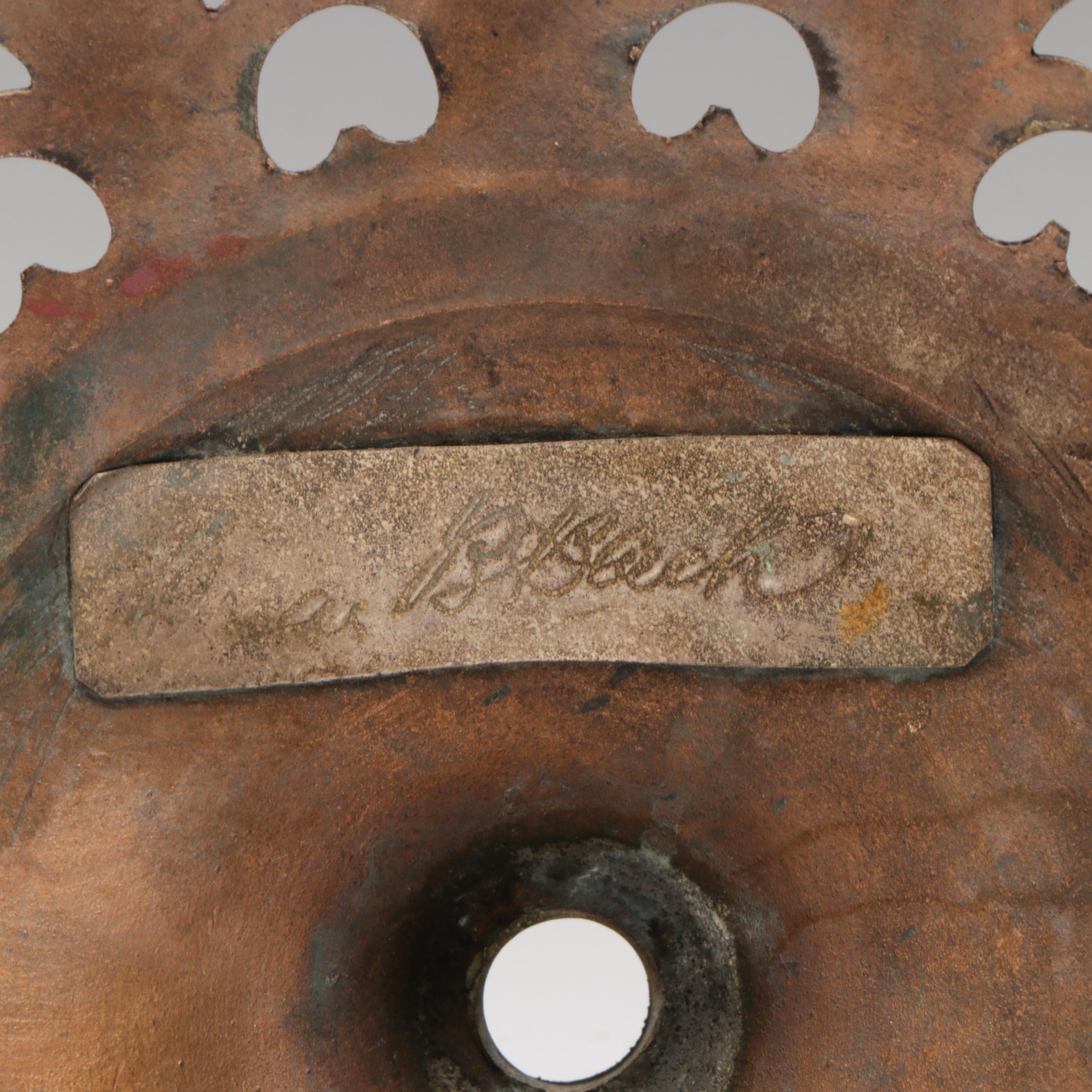 Louis Comfort Tiffany Favrile Art Glass Bowl on Oscar Bach Patinated Brass Base