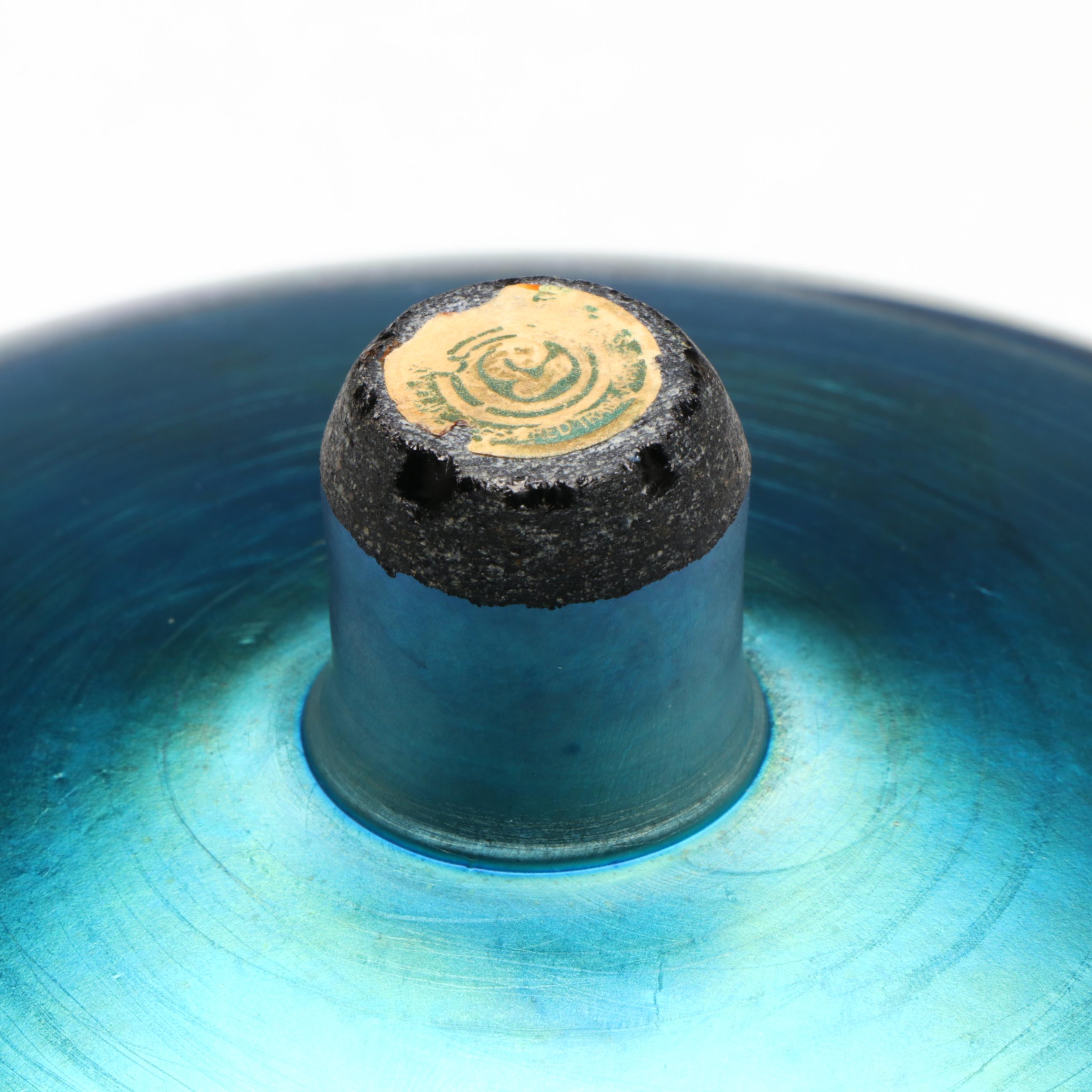 Louis Comfort Tiffany Favrile Art Glass Bowl on Oscar Bach Patinated Brass Base