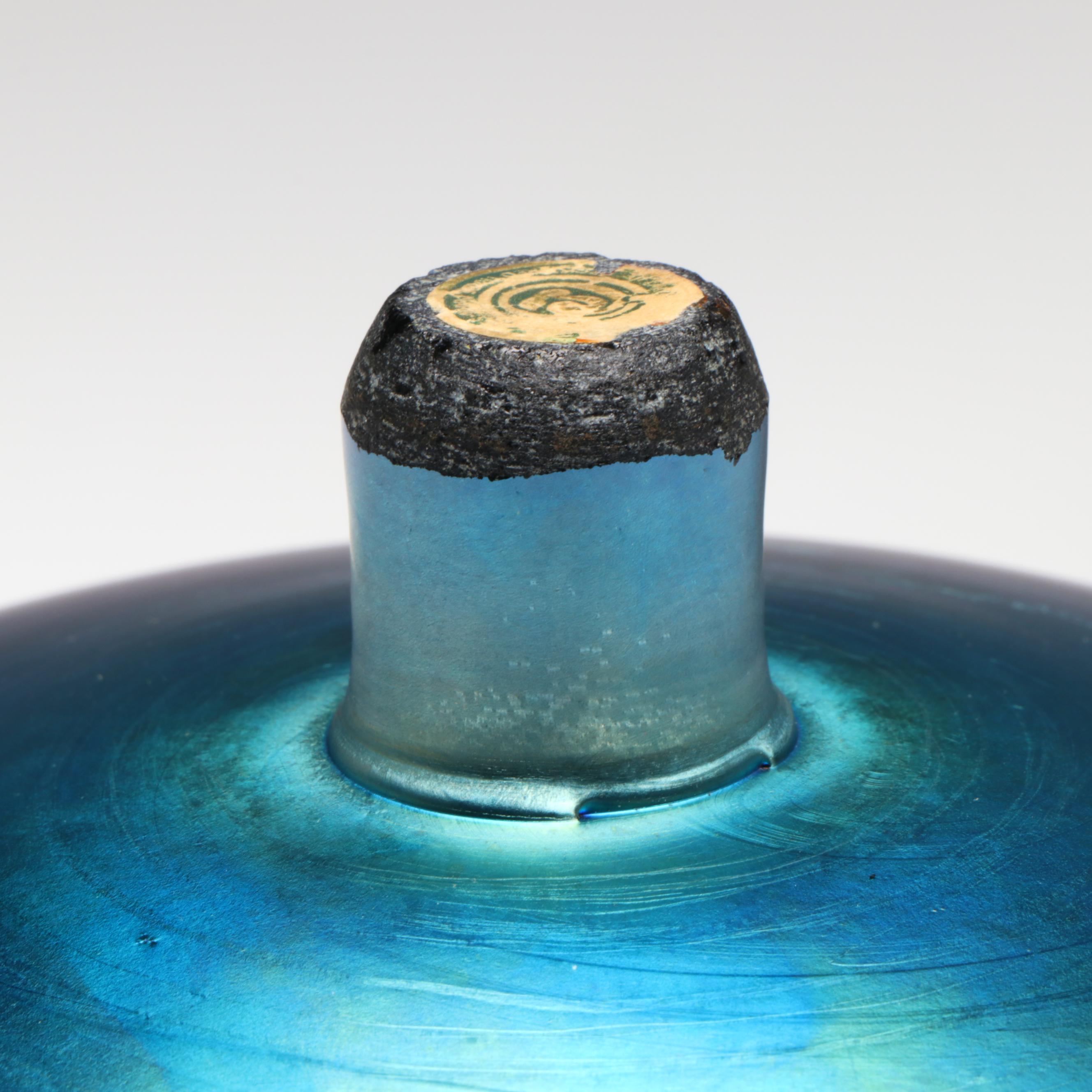 Louis Comfort Tiffany Favrile Art Glass Bowl on Oscar Bach Patinated Brass Base