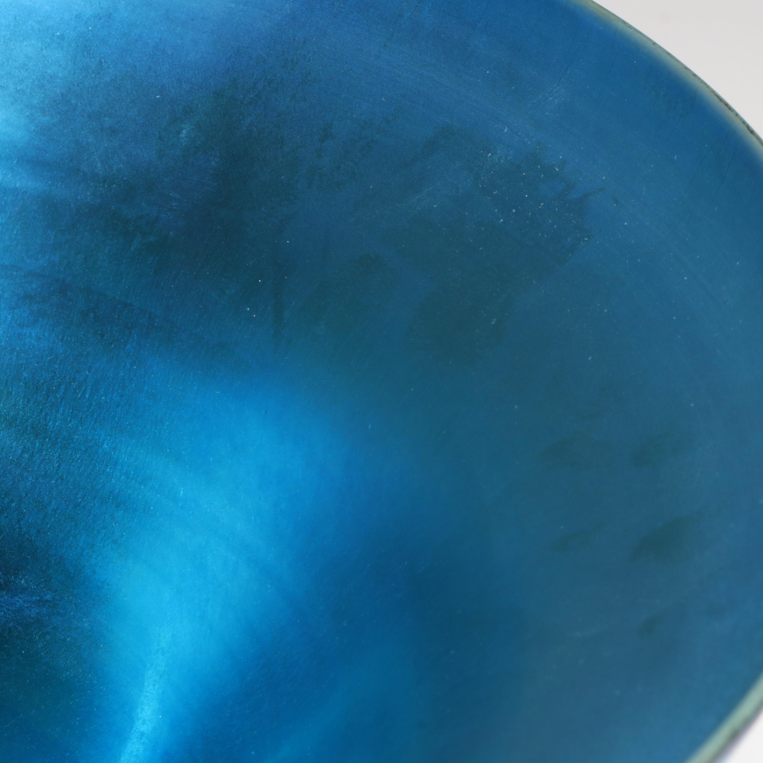 Louis Comfort Tiffany Favrile Art Glass Bowl on Oscar Bach Patinated Brass Base