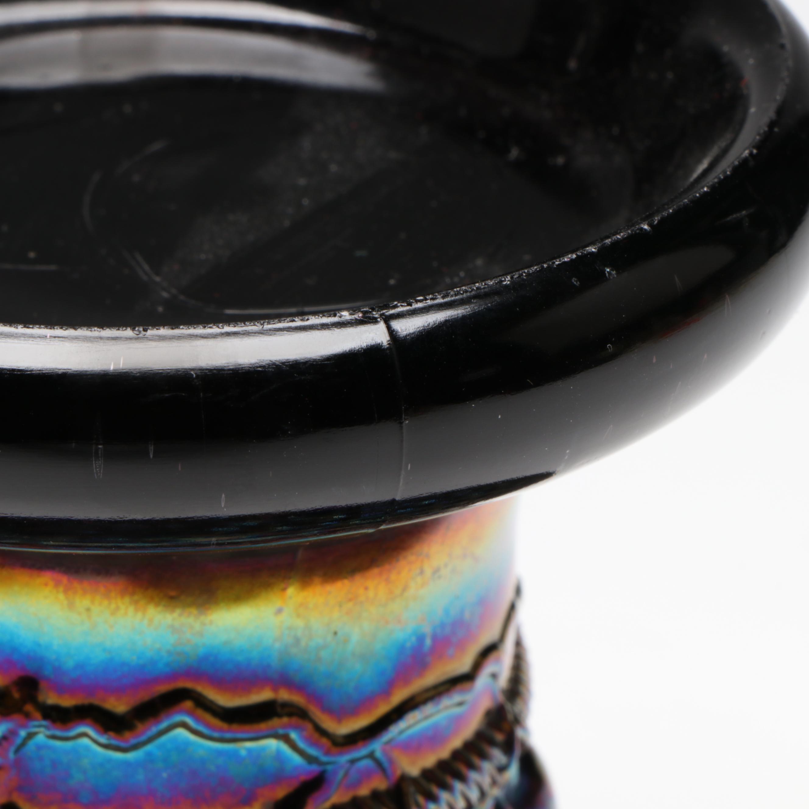 Northwood "Grape and Cable" Amethyst Carnival Glass Punch Bowl with Stand