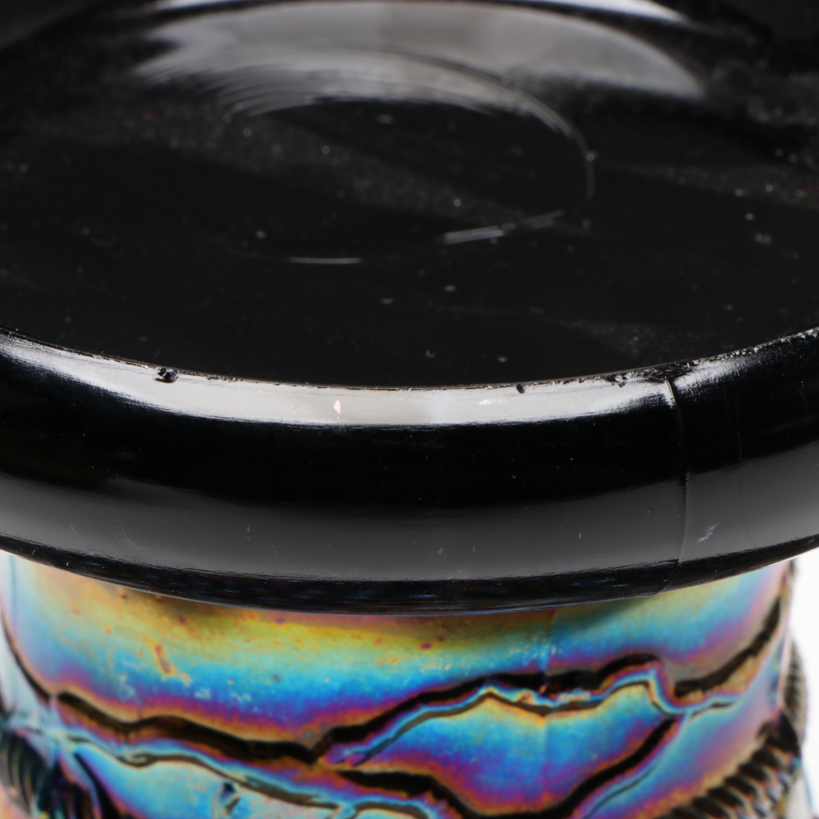 Northwood "Grape and Cable" Amethyst Carnival Glass Punch Bowl with Stand