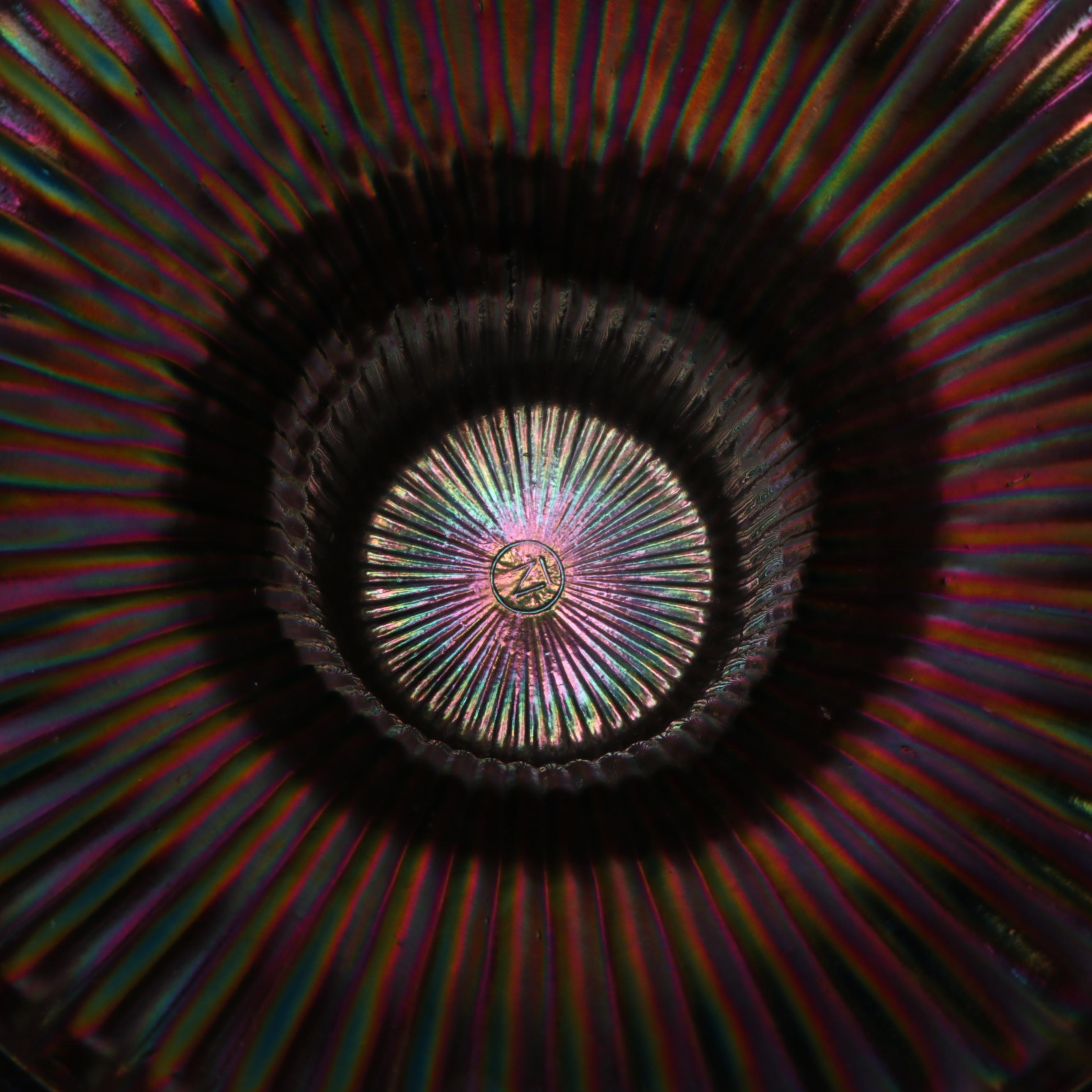 Northwood "Grape and Cable" Amethyst Carnival Glass Punch Bowl with Stand