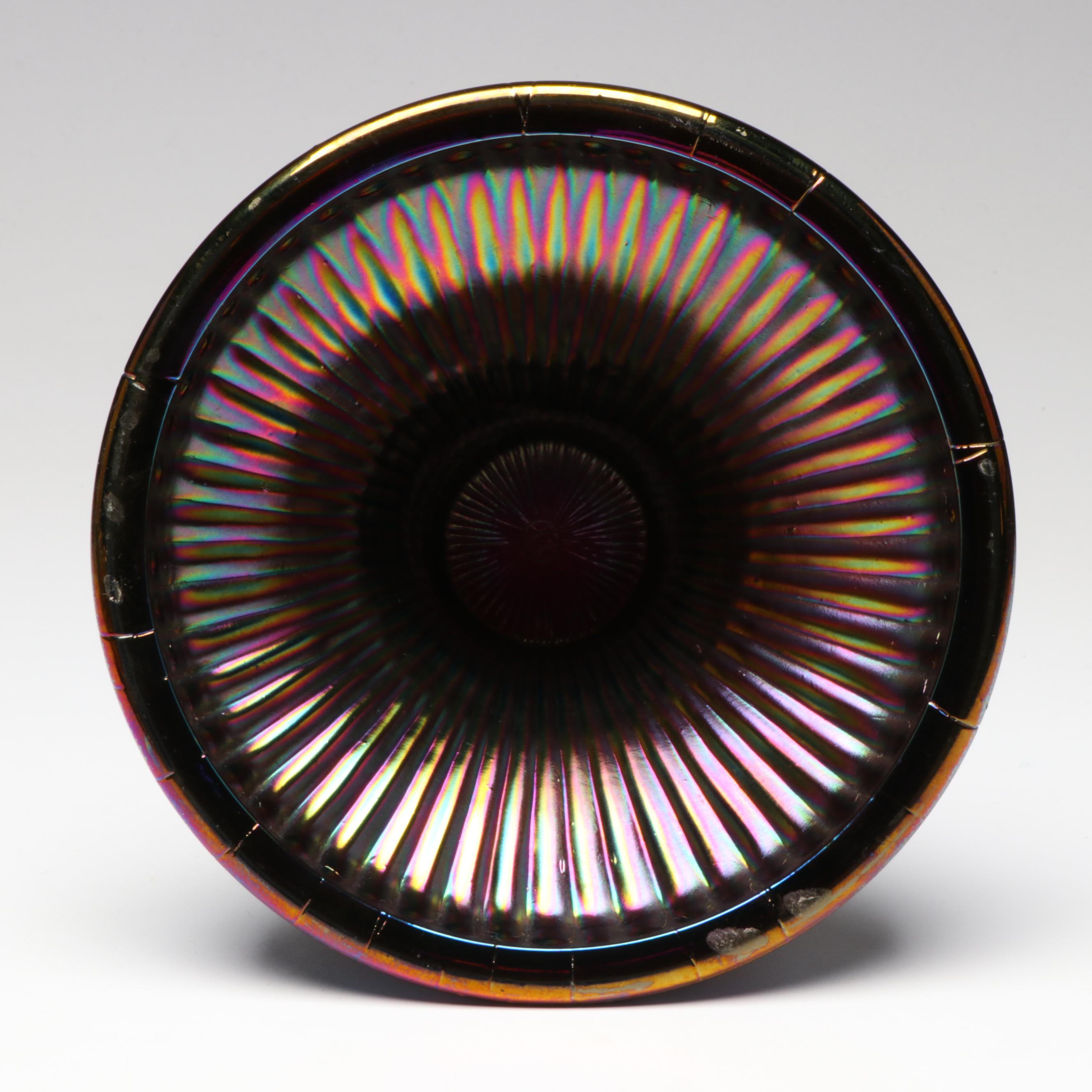 Northwood "Grape and Cable" Amethyst Carnival Glass Punch Bowl with Stand