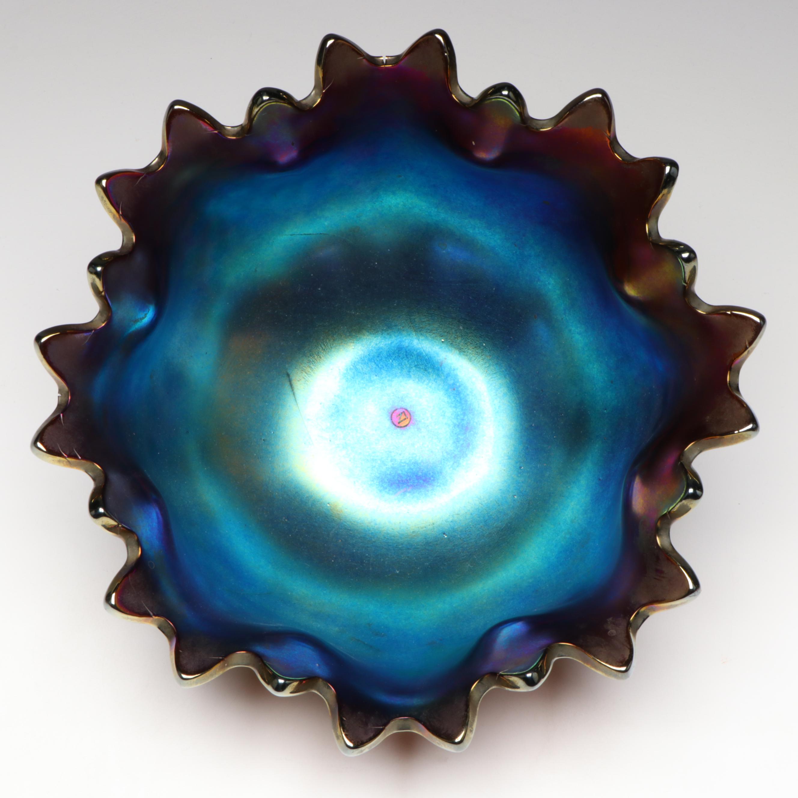 Northwood "Grape and Cable" Amethyst Carnival Glass Punch Bowl with Stand