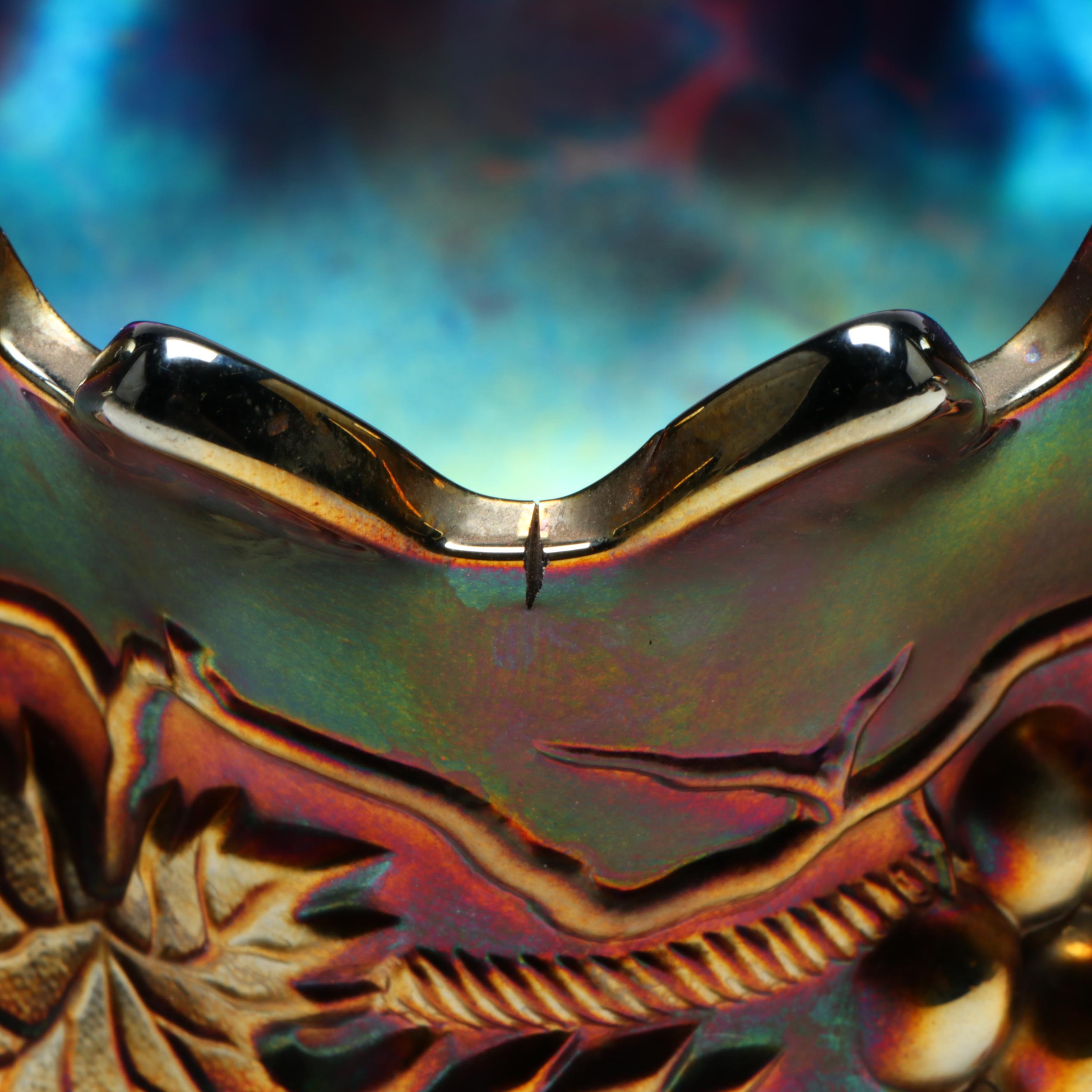 Northwood "Grape and Cable" Amethyst Carnival Glass Punch Bowl with Stand