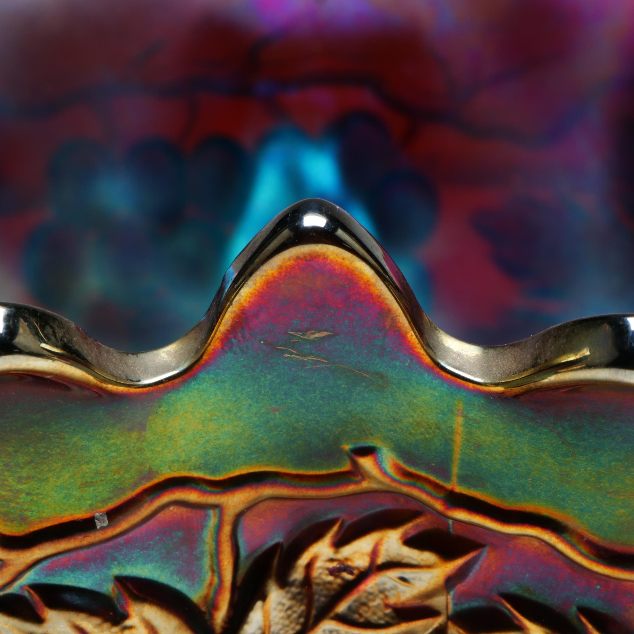 Northwood "Grape and Cable" Amethyst Carnival Glass Punch Bowl with Stand