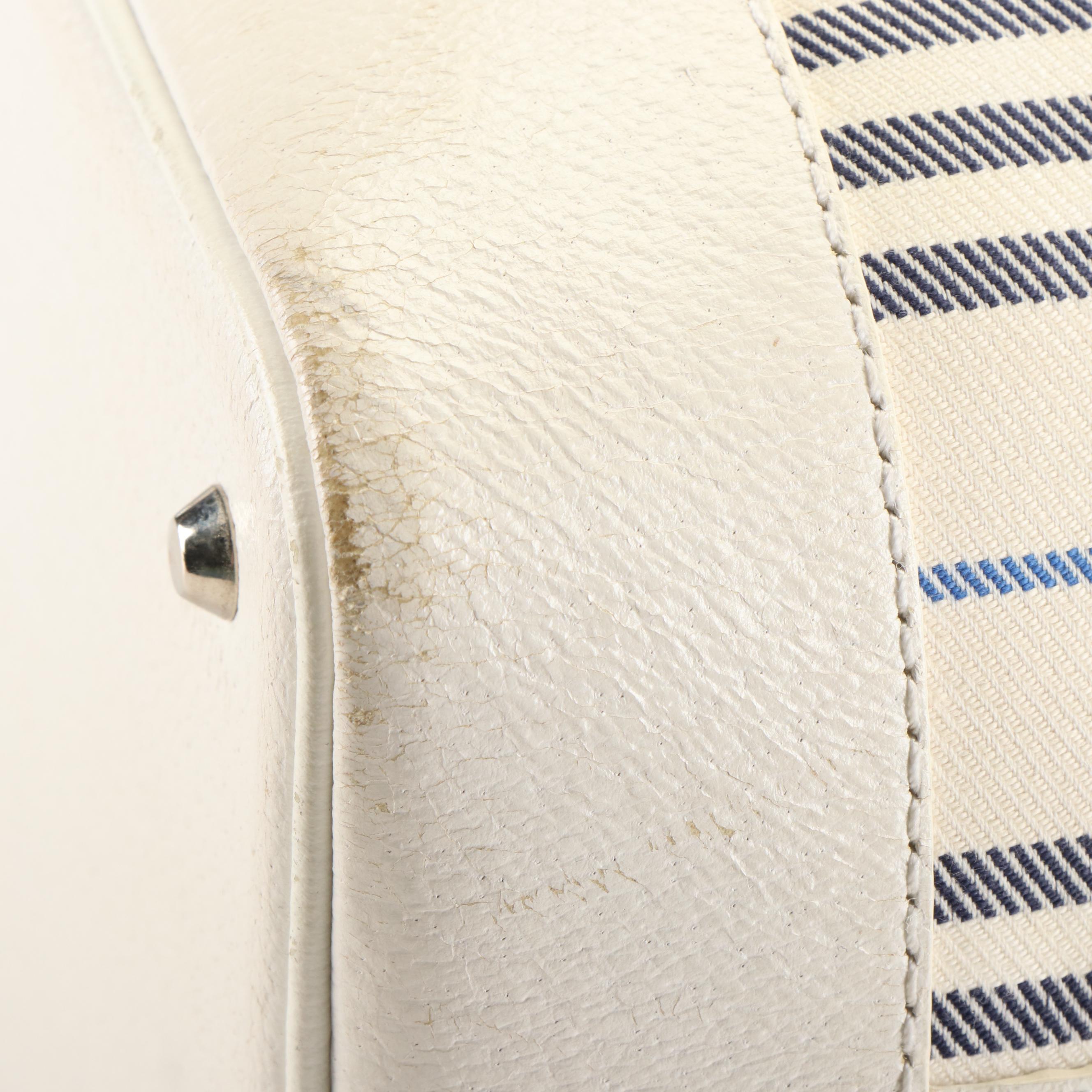 Burberry Drawstring Bucket Bag in White Canvas and Leather