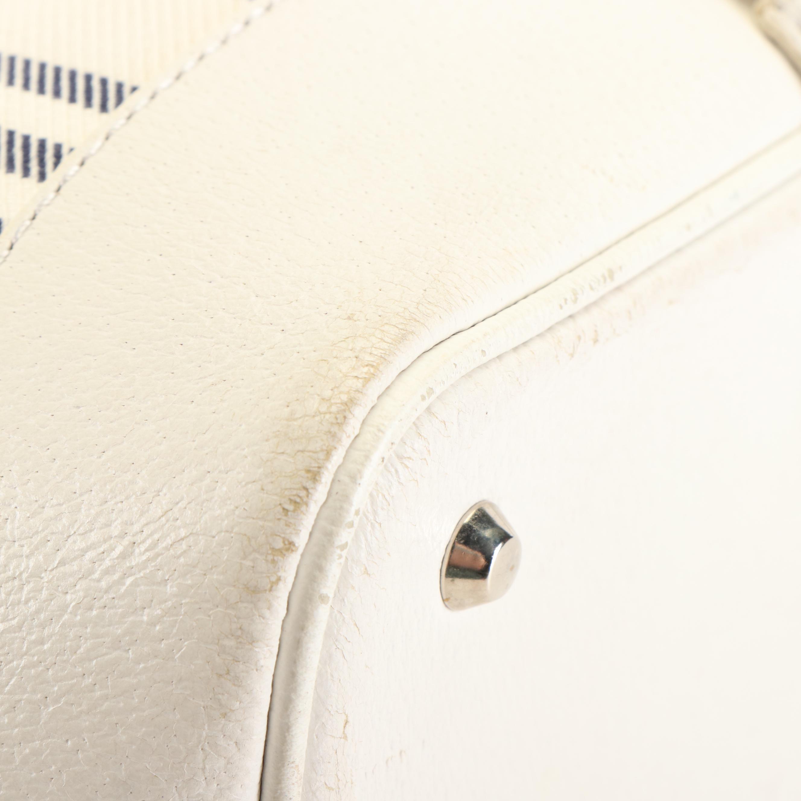 Burberry Drawstring Bucket Bag in White Canvas and Leather