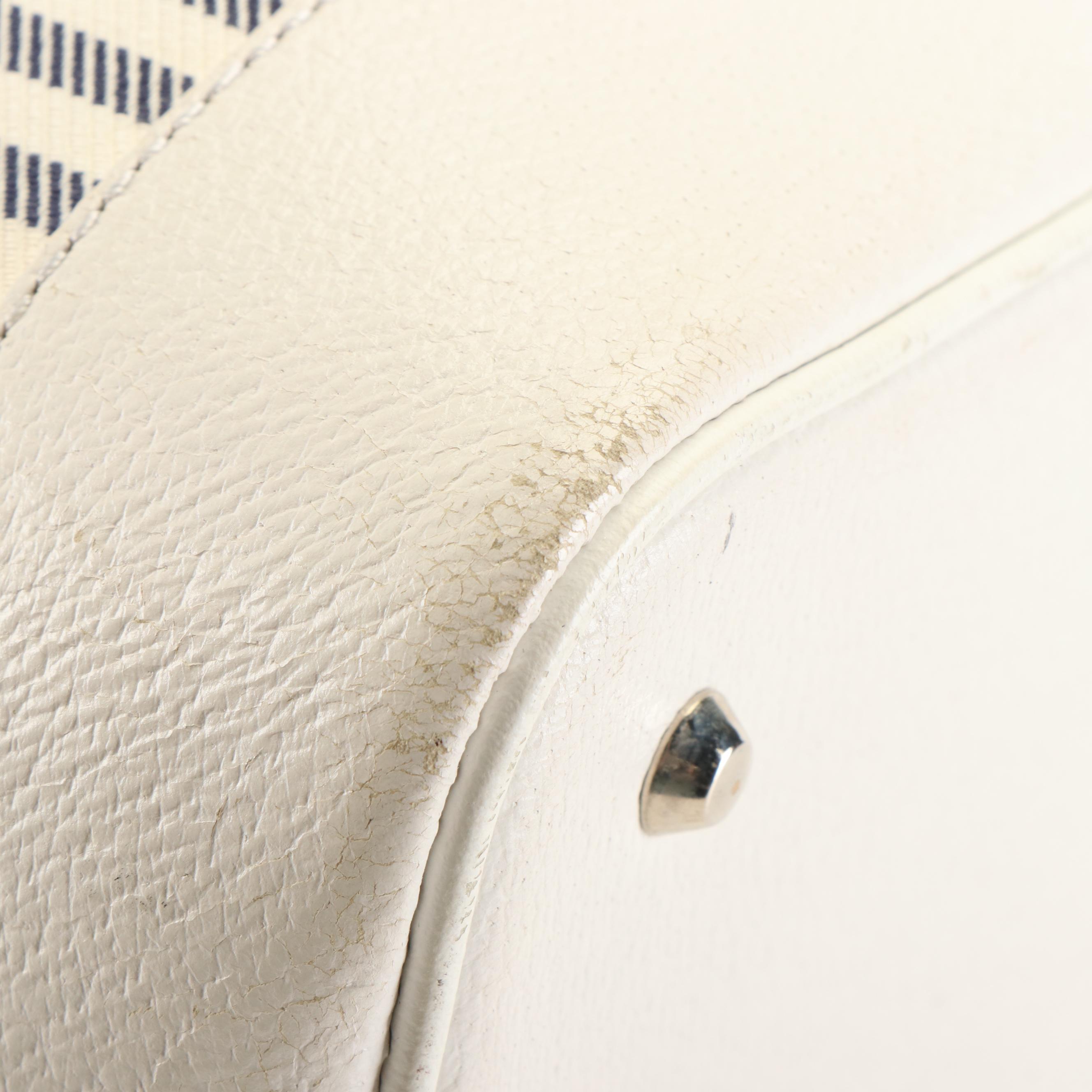 Burberry Drawstring Bucket Bag in White Canvas and Leather