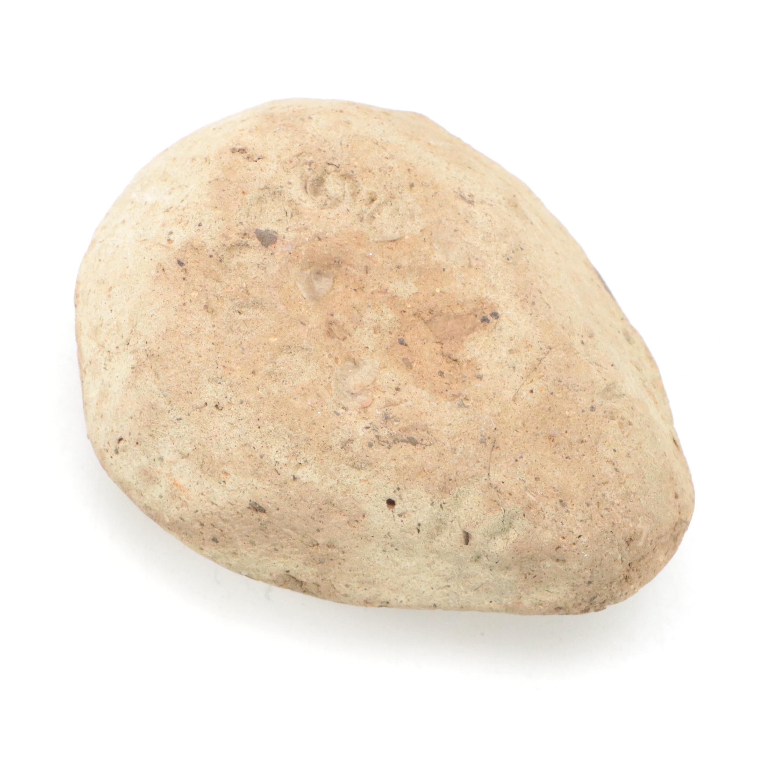 Mississippian Culture Clay Four  Handled Vessel with Roman Earthenware Oil Lamp