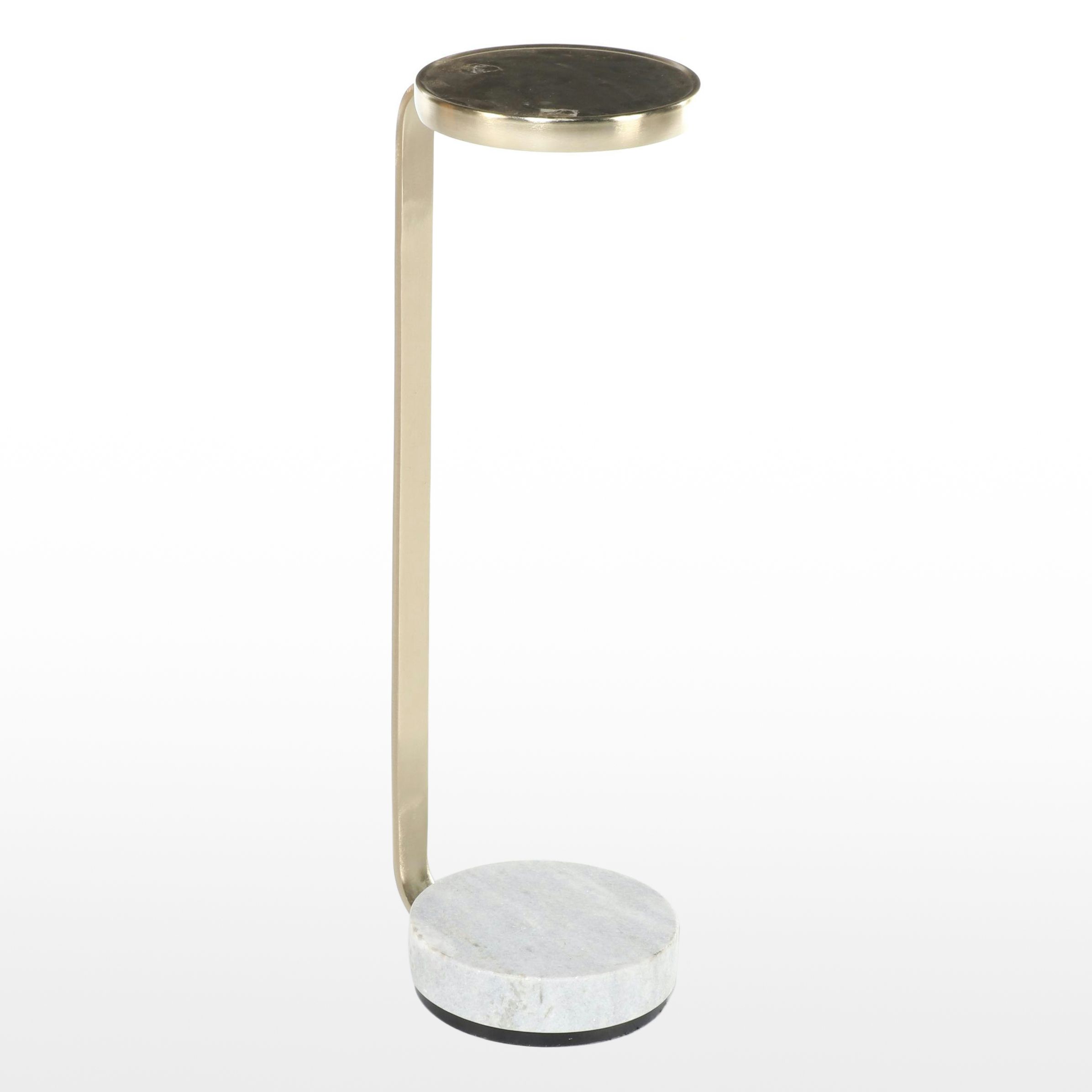 West Elm "Murray" Brass-Patinated Metal and Marble Drink Table