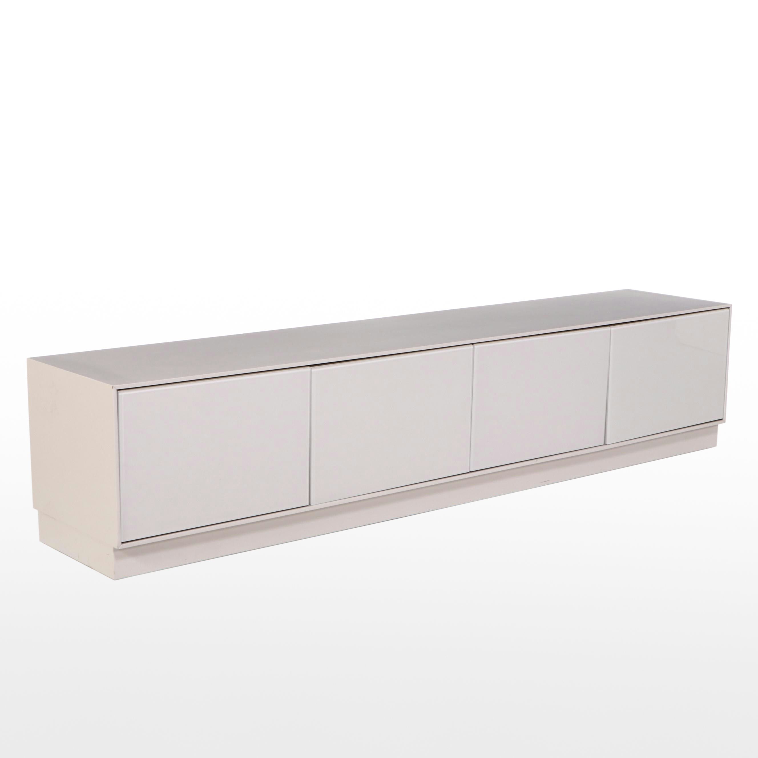 West Elm "Emilia" Media Console with Glass Facade in Haze Lacquer Finish