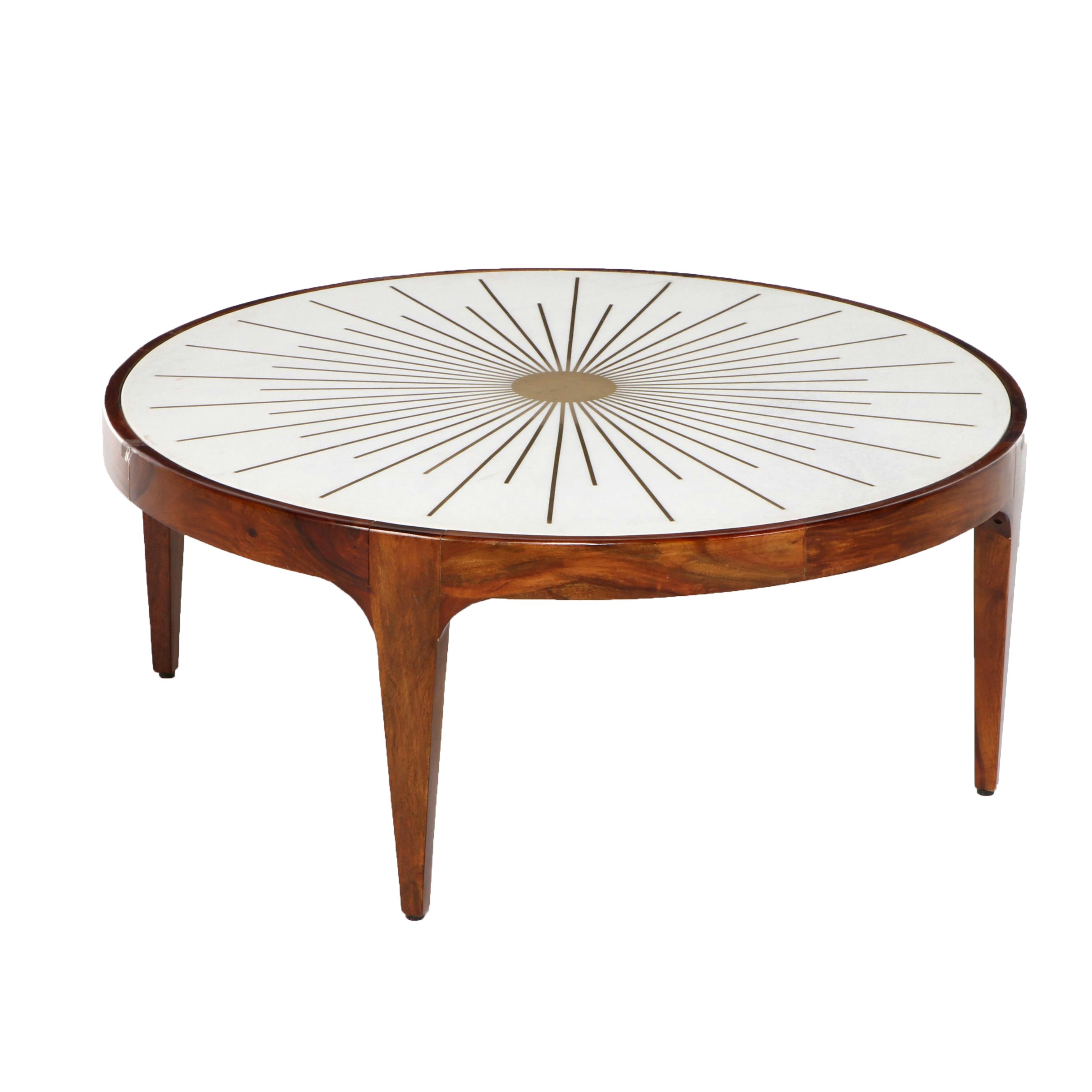 Anthropologie Brass Starburst Round Coffee Table