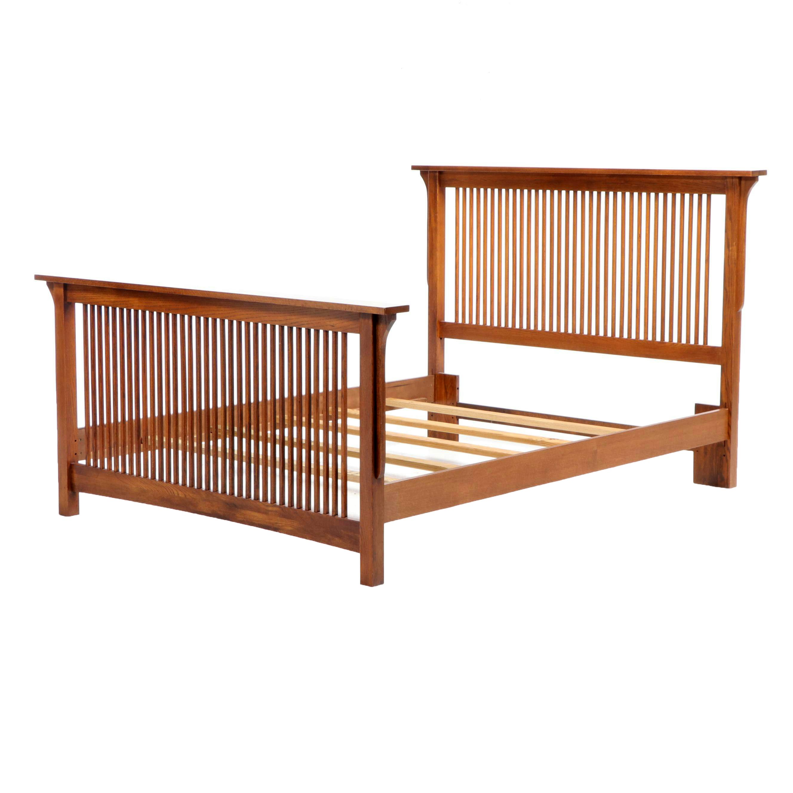 Craftsman Style Oak Queen Size Bed Frame