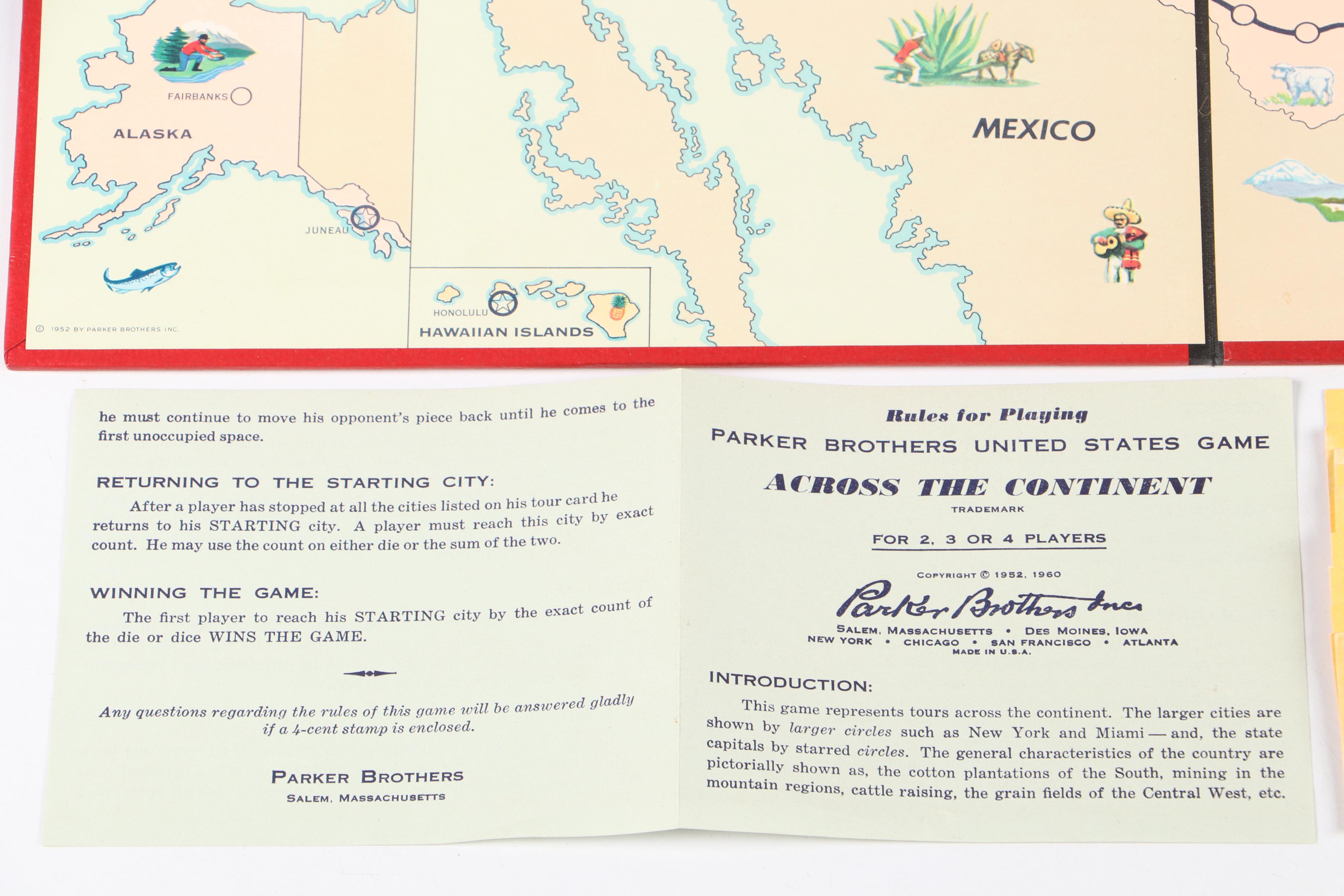 Parker Brothers Across the Continent Board Game