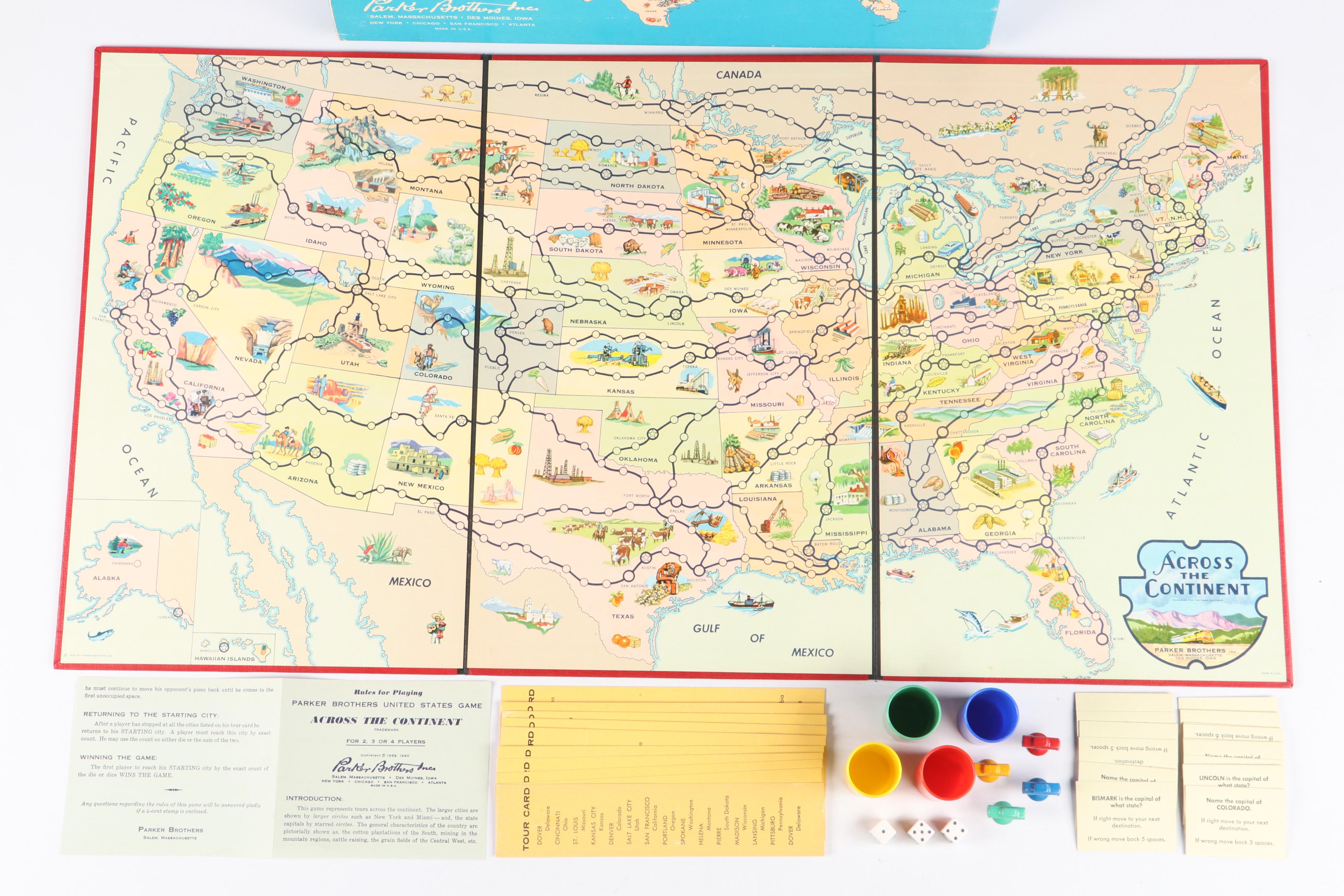 Parker Brothers Across the Continent Board Game