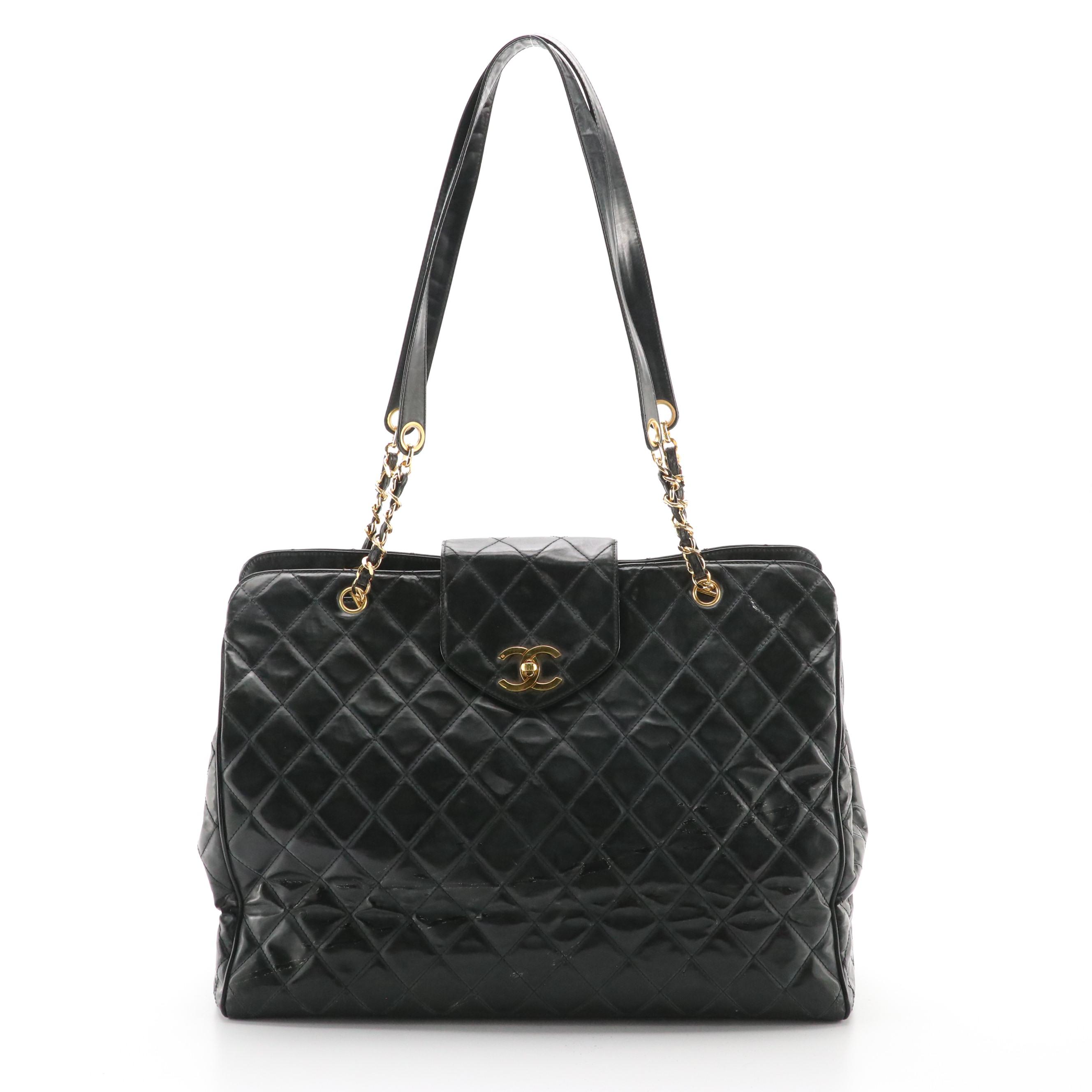 Chanel CC Supermodel XL Weekender Tote in Back Quilted Vinyl