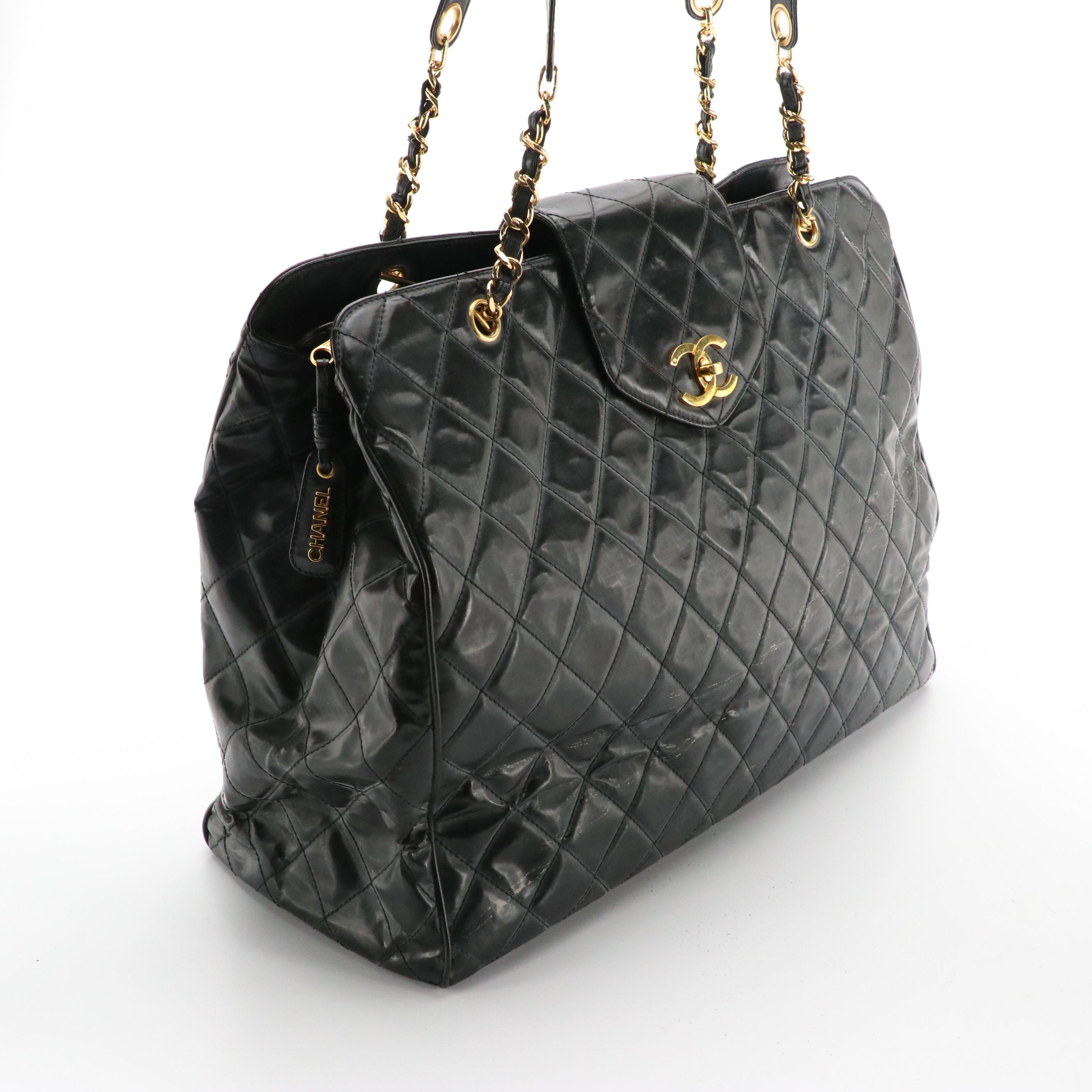 Chanel CC Supermodel XL Weekender Tote in Back Quilted Vinyl
