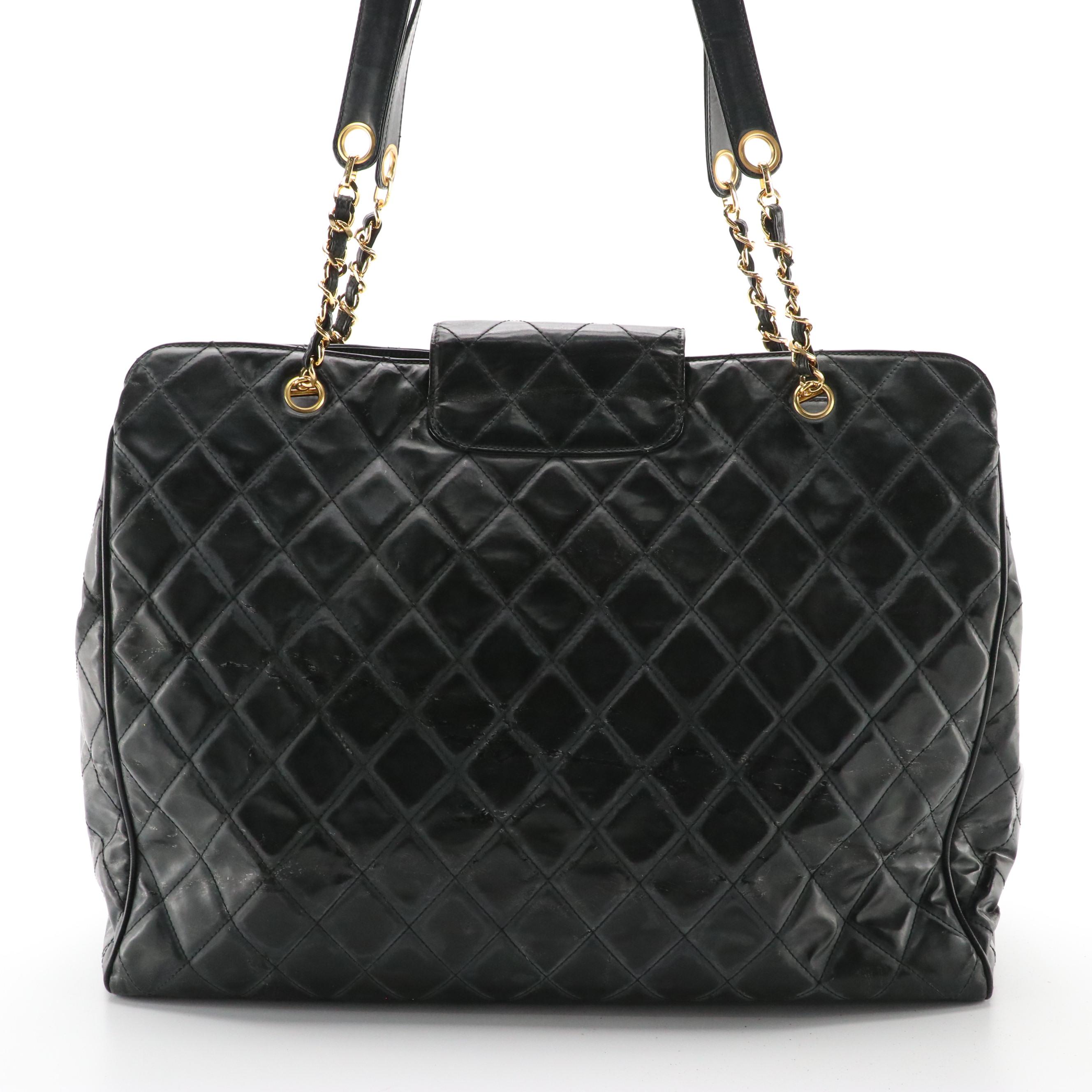Chanel CC Supermodel XL Weekender Tote in Back Quilted Vinyl