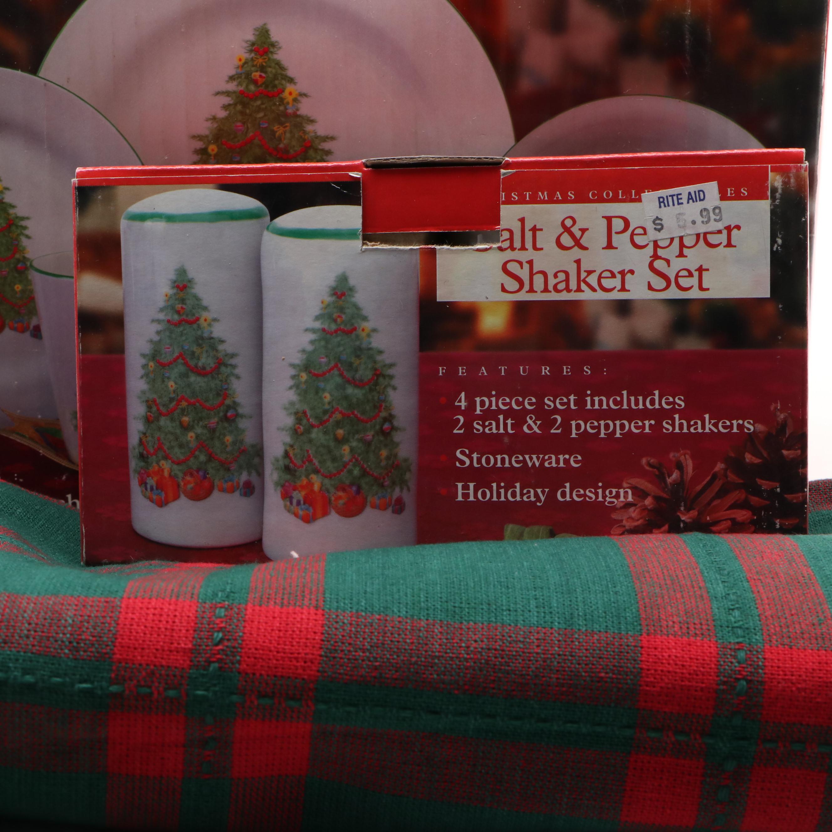 Rite Aid "Christmas Collectibles" Shakers, Dinnerware and Serveware with Clothes