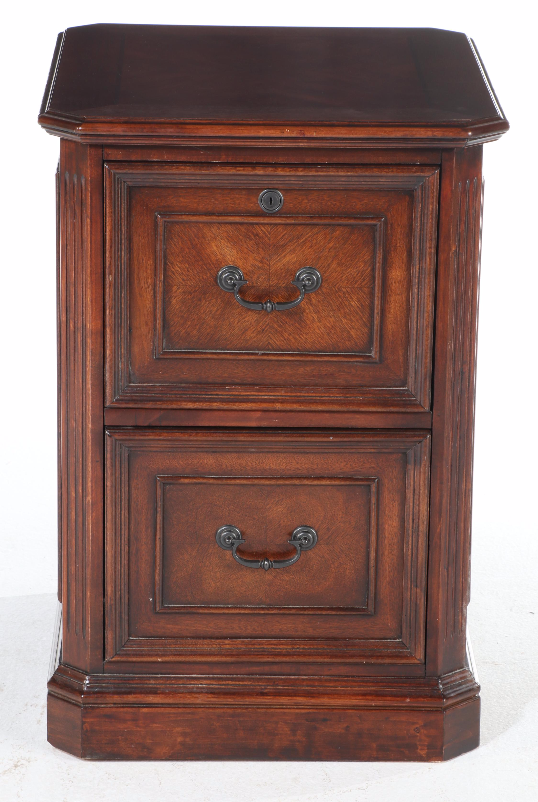 Whalen Furniture Mahogany-Veneered Two-Drawer File Cabinet