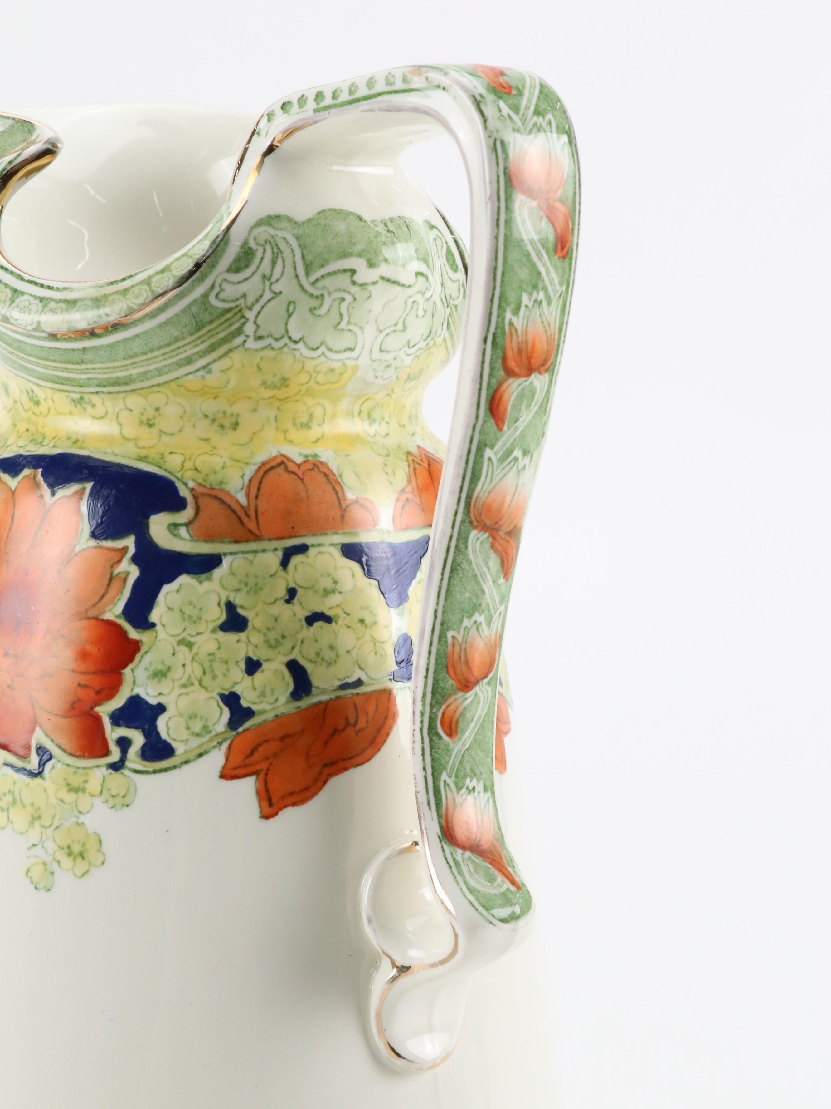 Colonial Pottery English Ceramic "Peerless" Art Nouveau Style Pitcher