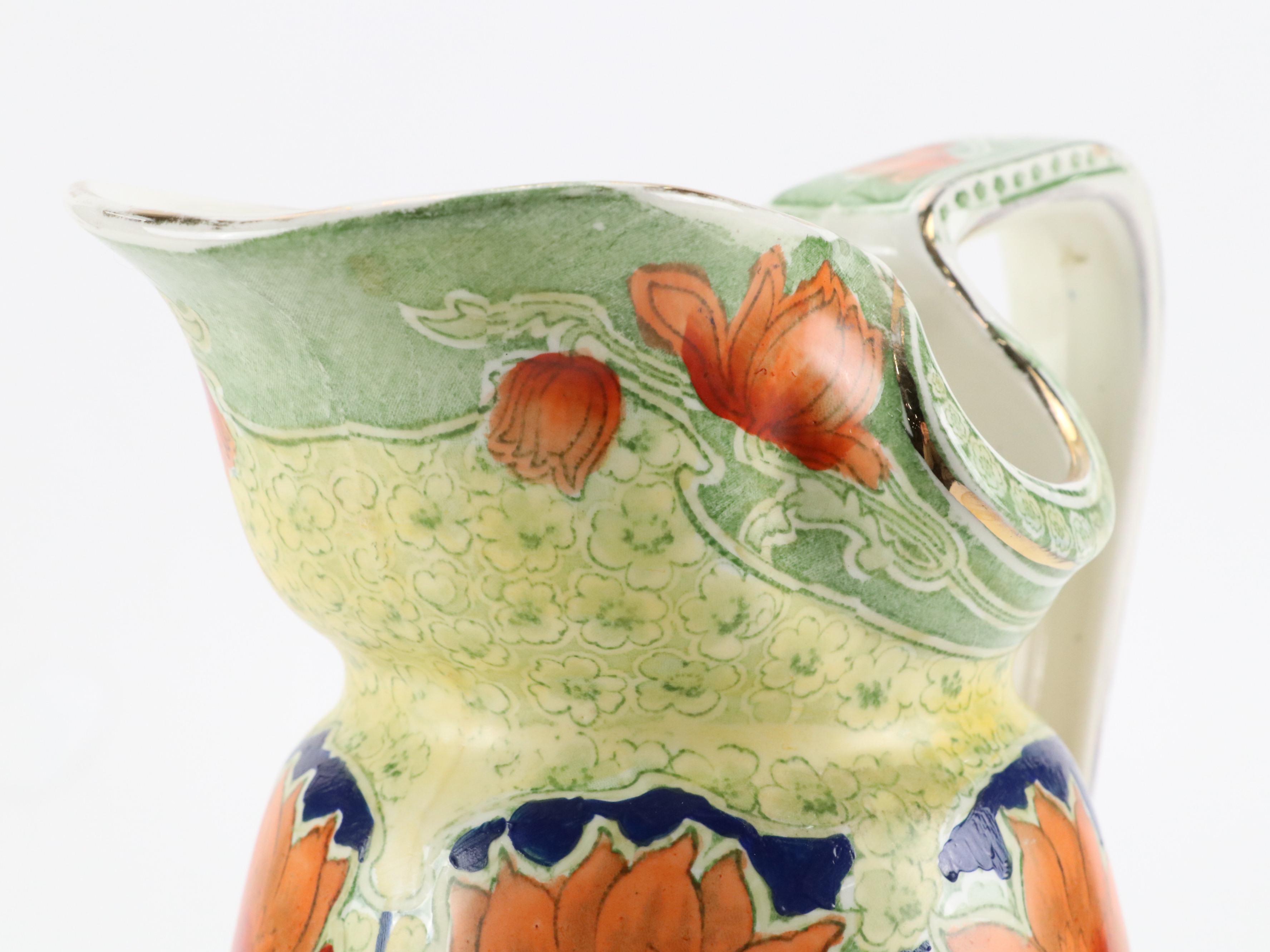 Colonial Pottery English Ceramic "Peerless" Art Nouveau Style Pitcher