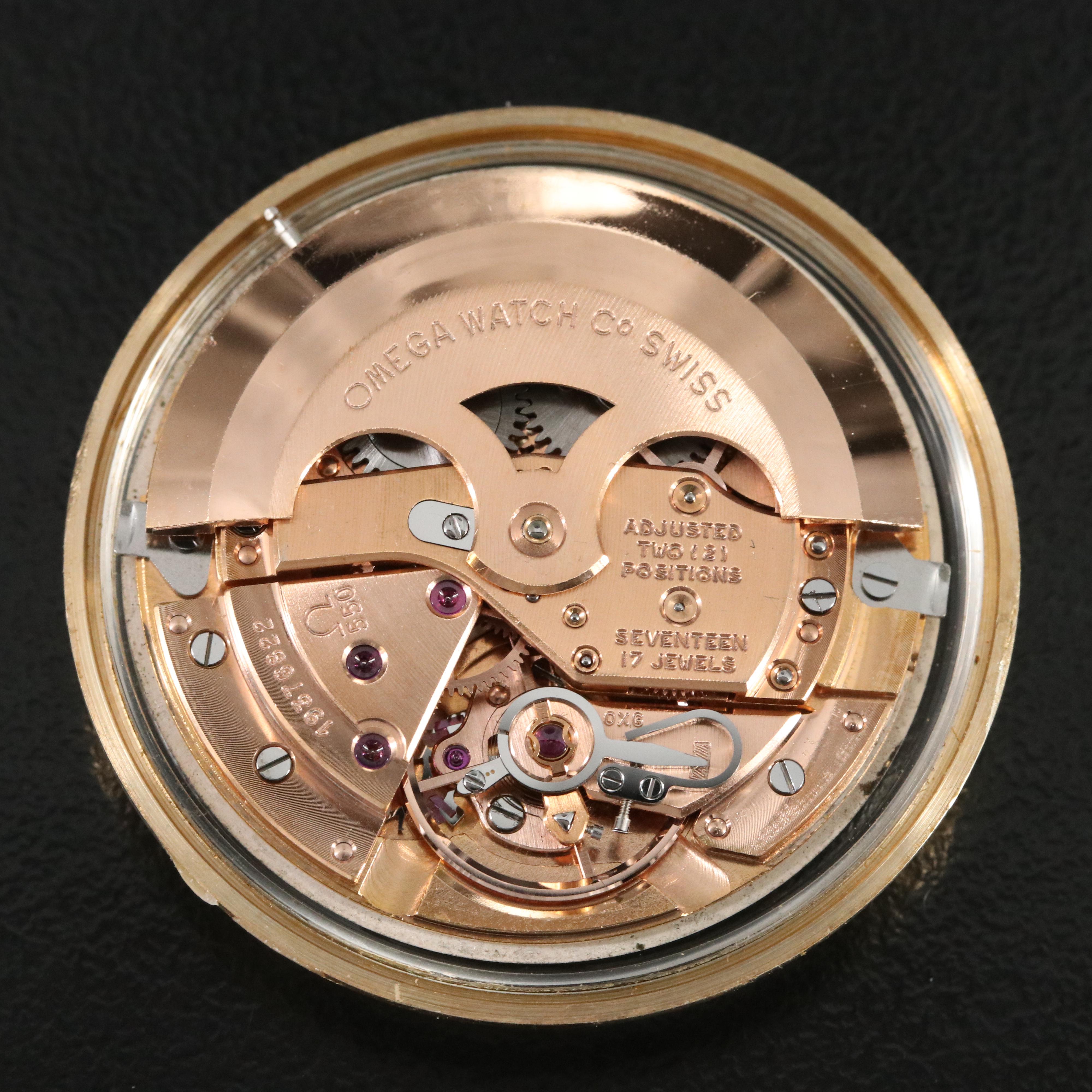 14K Omega Seamaster Linen Dial Automatic Watch