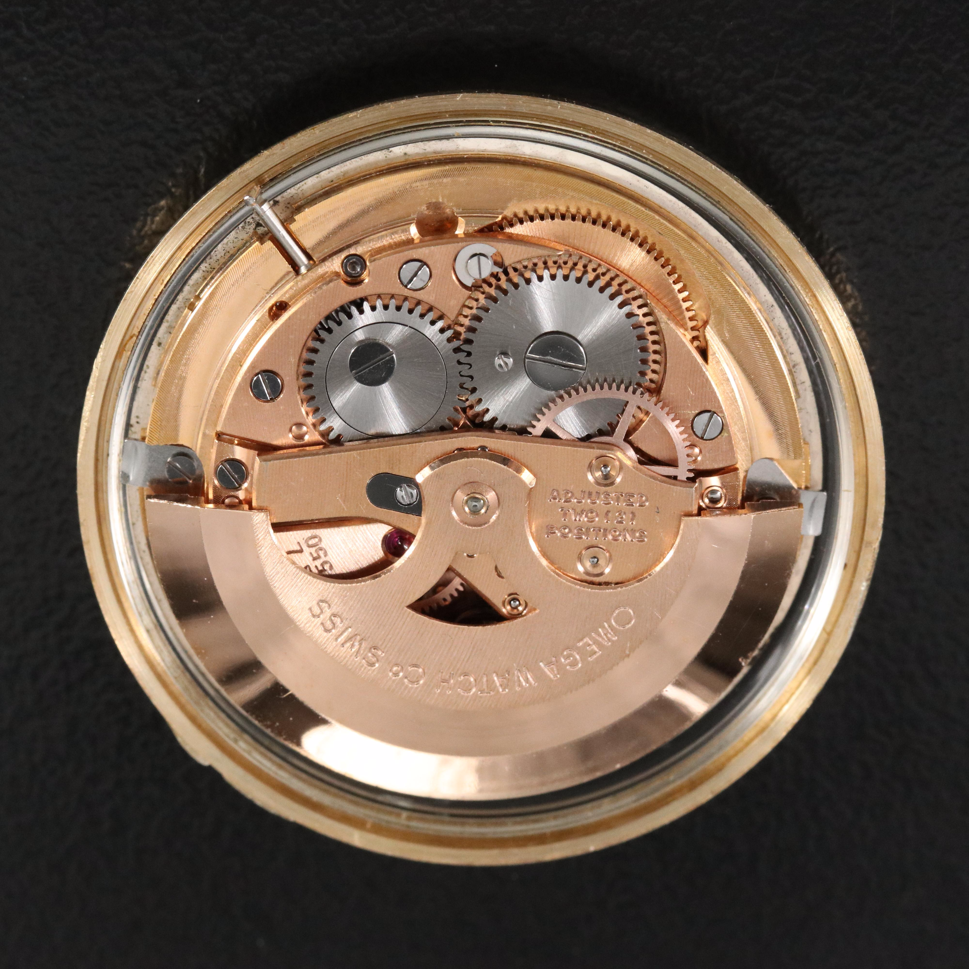 14K Omega Seamaster Linen Dial Automatic Watch