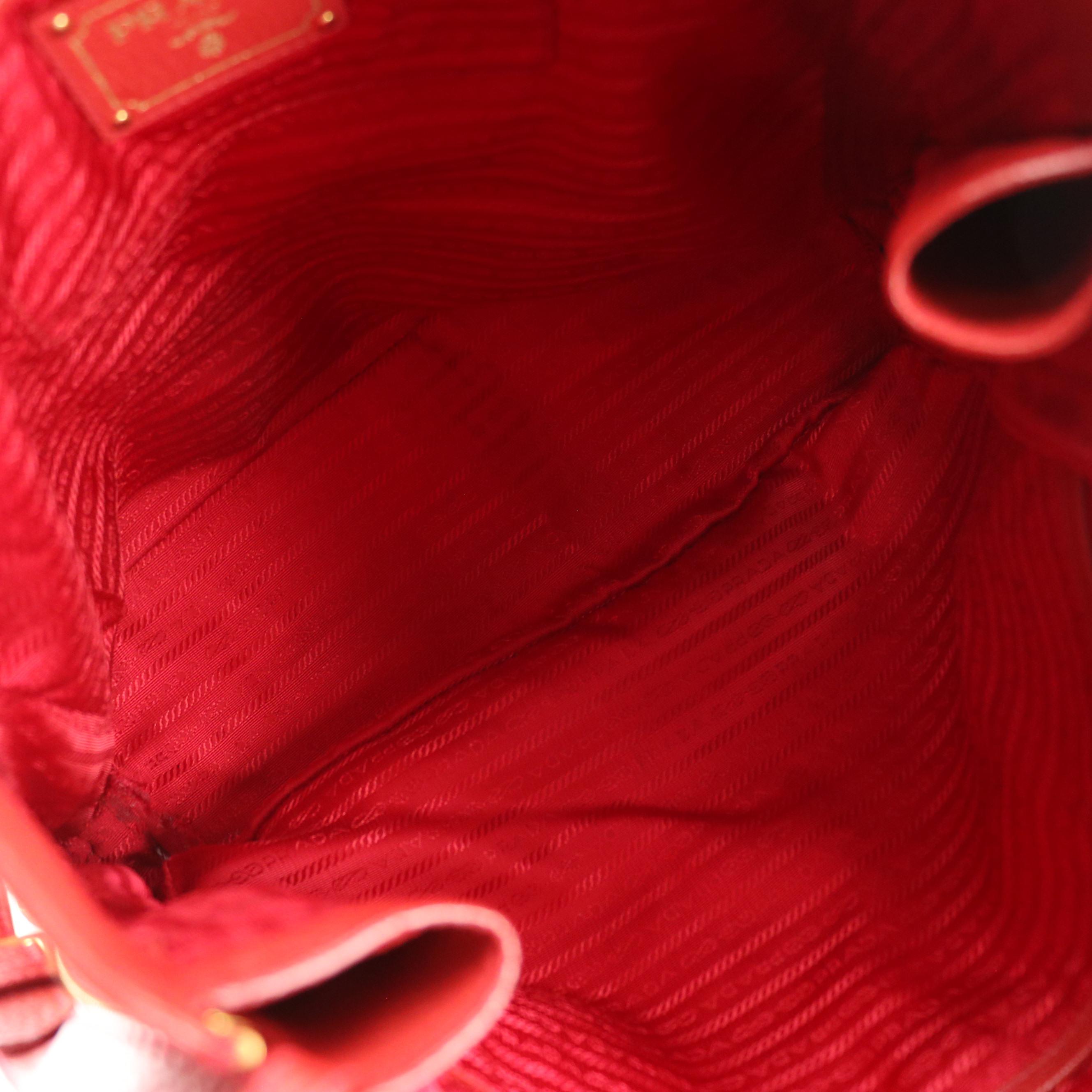 Prada Top Handle Tote in Red Vitello Daino Leather