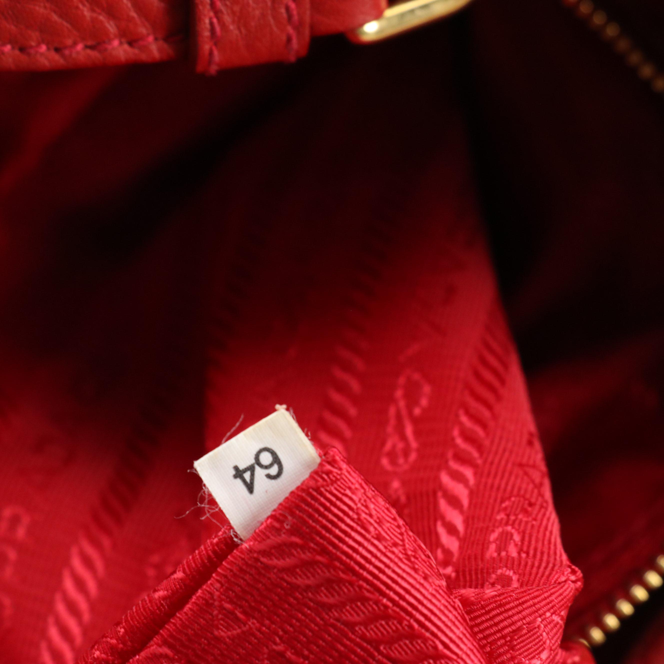 Prada Top Handle Tote in Red Vitello Daino Leather
