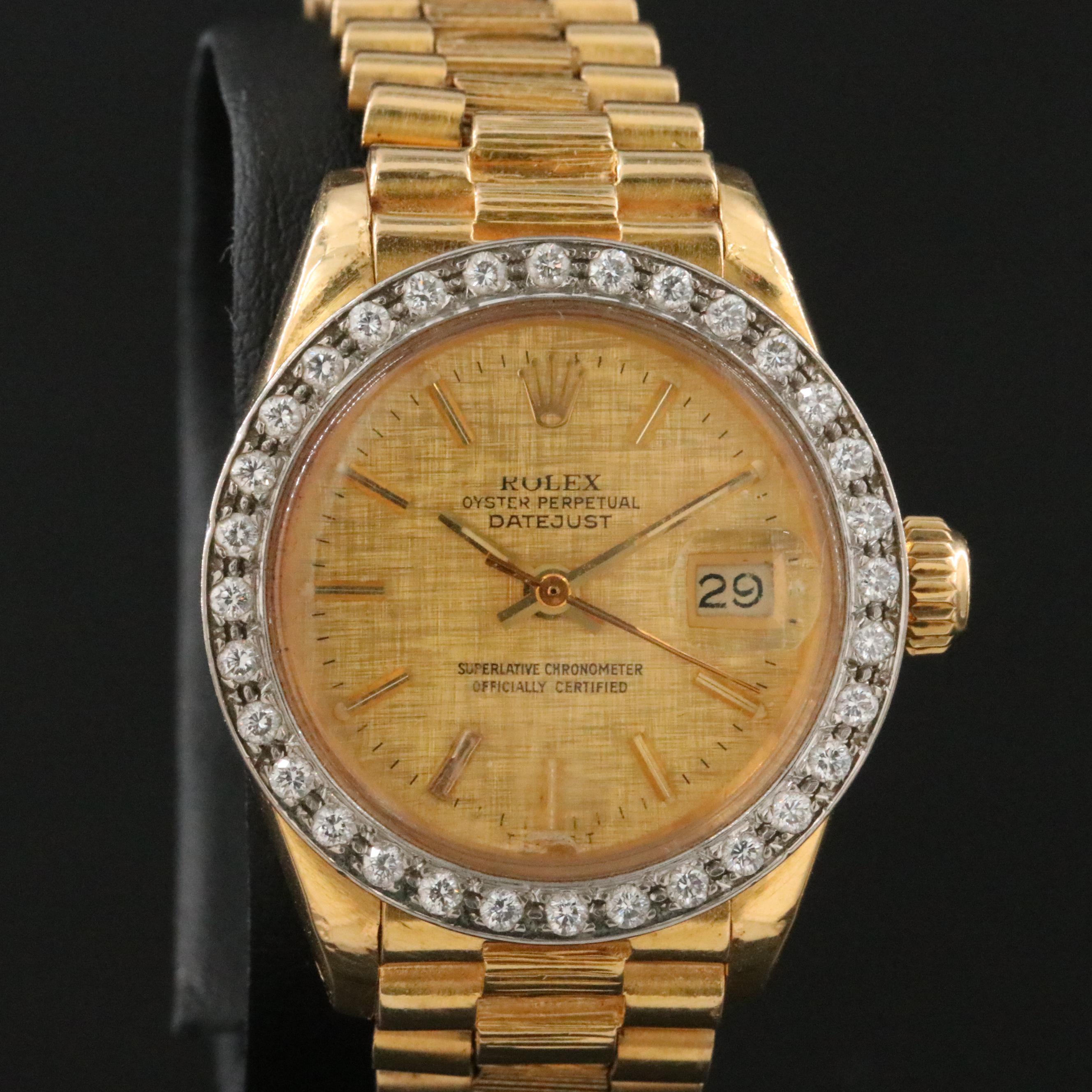 Rolex Lady-Datejust 6927 Custom Diamond Set 18K Gold Automatic Watch