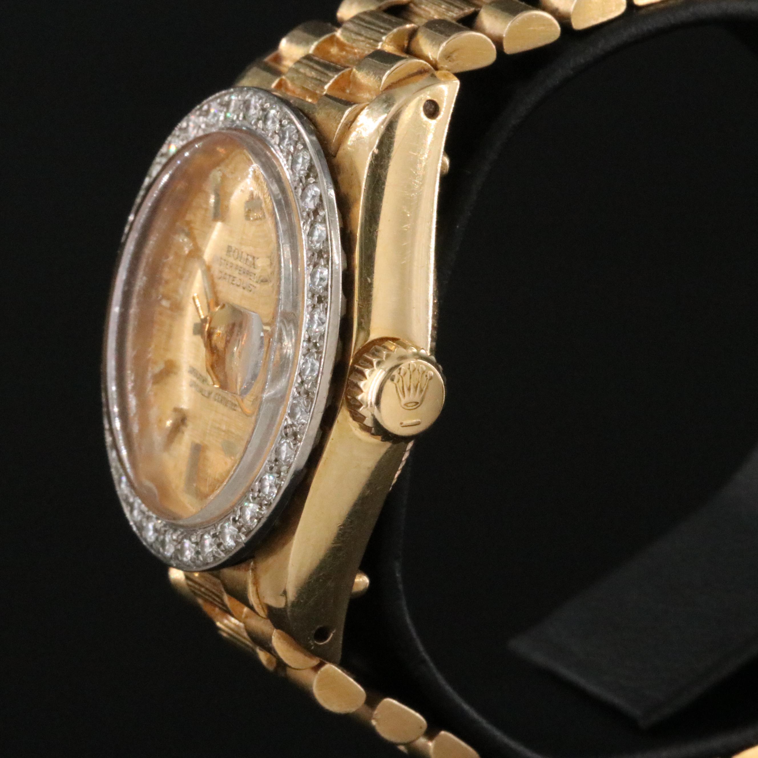 Rolex Lady-Datejust 6927 Custom Diamond Set 18K Gold Automatic Watch