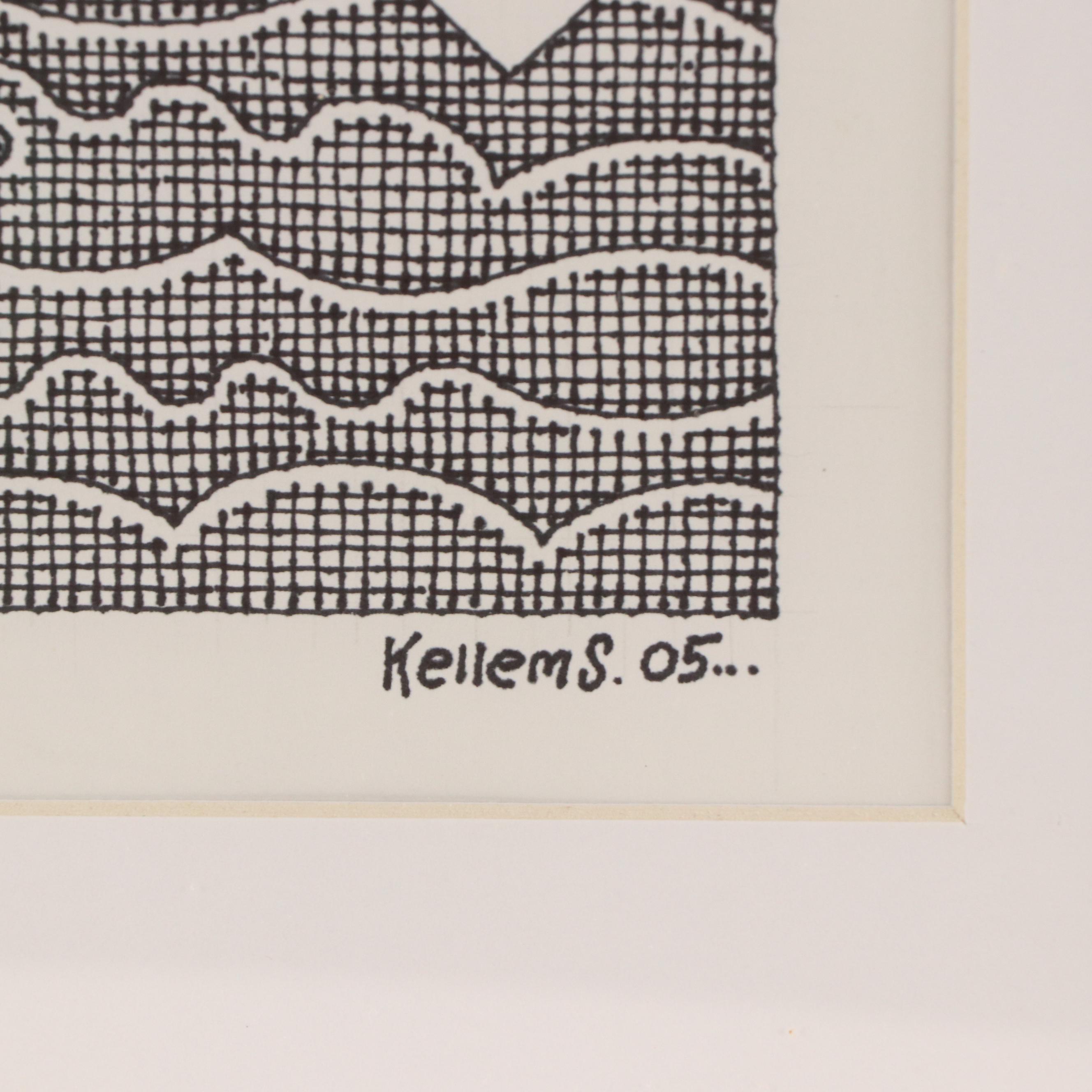 Jerry Quinton Kellems Figural Surrealist Ink Drawing, 2005