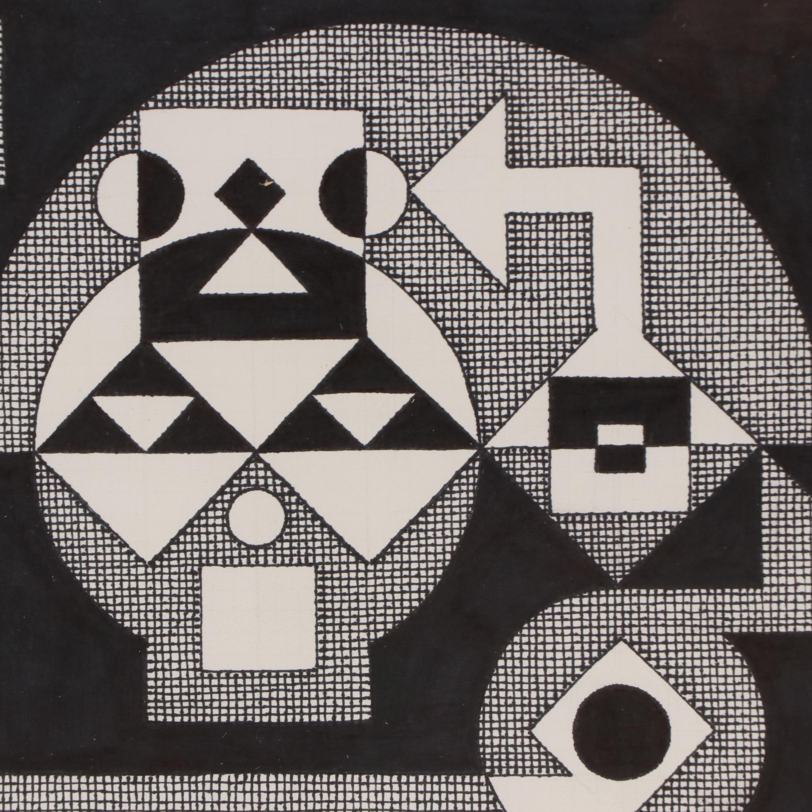 Jerry Quinton Kellems Figural Stylized Ink Drawing, 2005