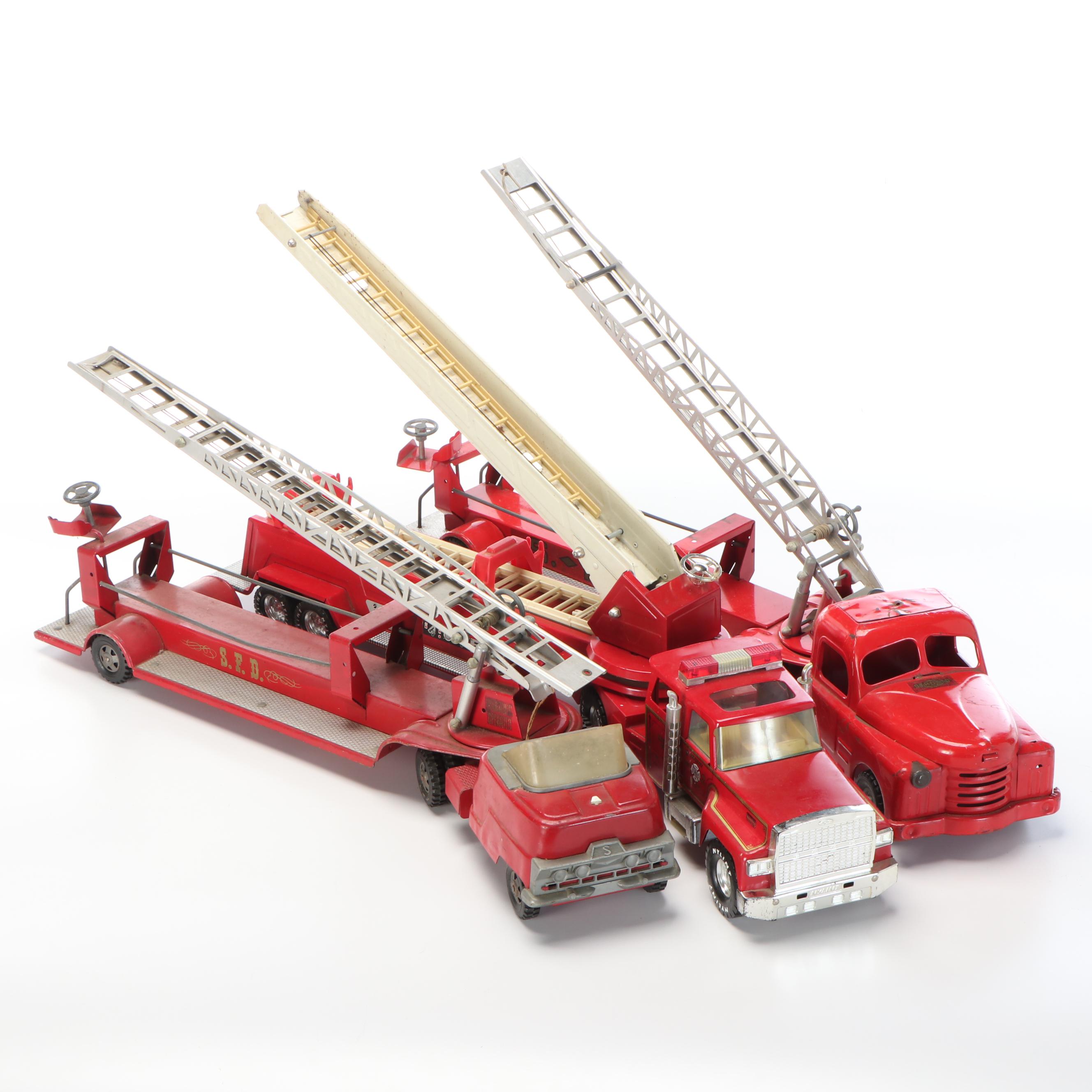 Nylint "Aerial Hook-N-Ladder" and Structo "S.F.D. Fire Truck" Metal Toys
