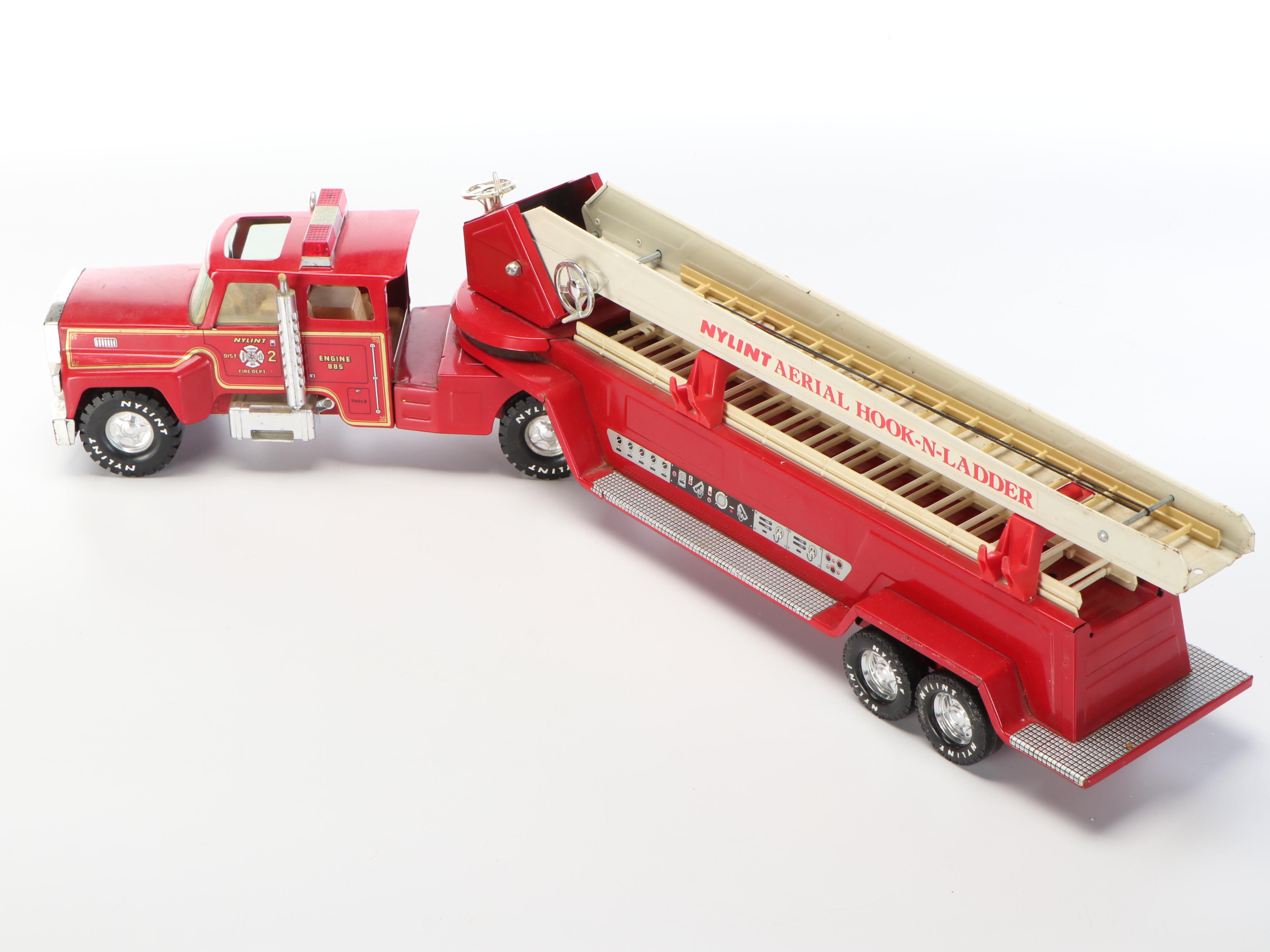 Nylint "Aerial Hook-N-Ladder" and Structo "S.F.D. Fire Truck" Metal Toys